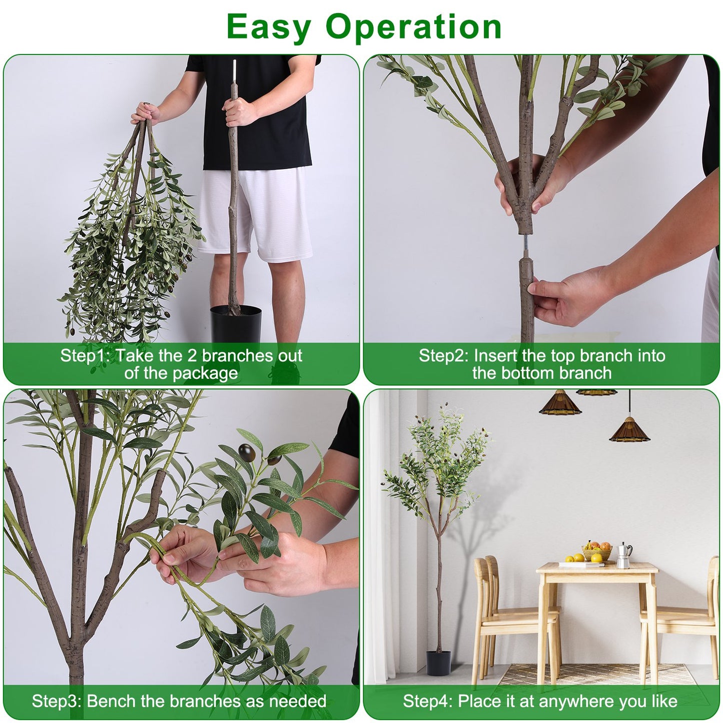 5.9FT Artificial Olive Tree Tall Fake Olive Plant Faux Potted Olive Tree with Lush Olive Branches and FruitsÊwith Black Planter Pot for Modern Home Of