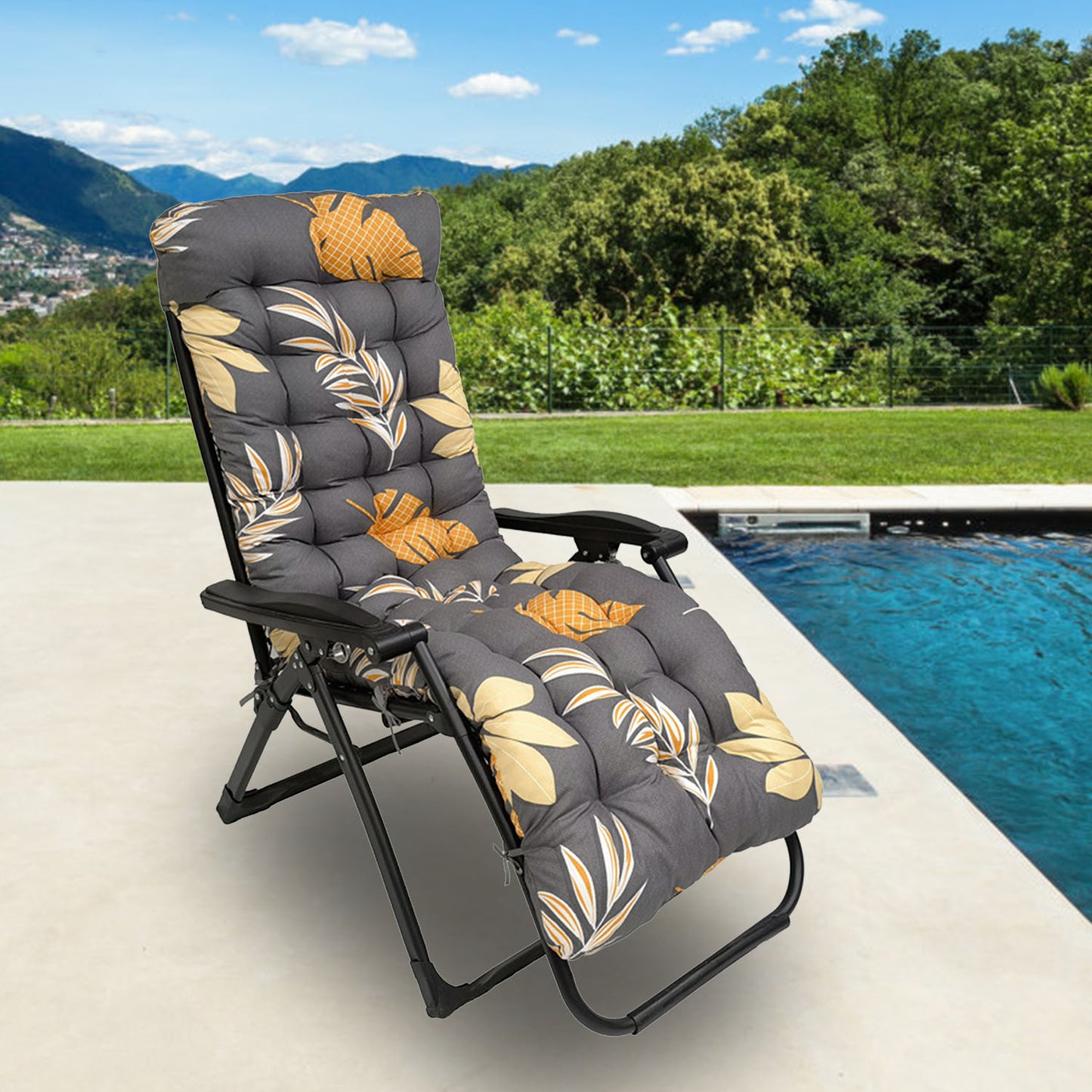 67x22in Chaise Lounger Cushion Recliner Rocking Chair Sofa Mat Deck Chair Cushion