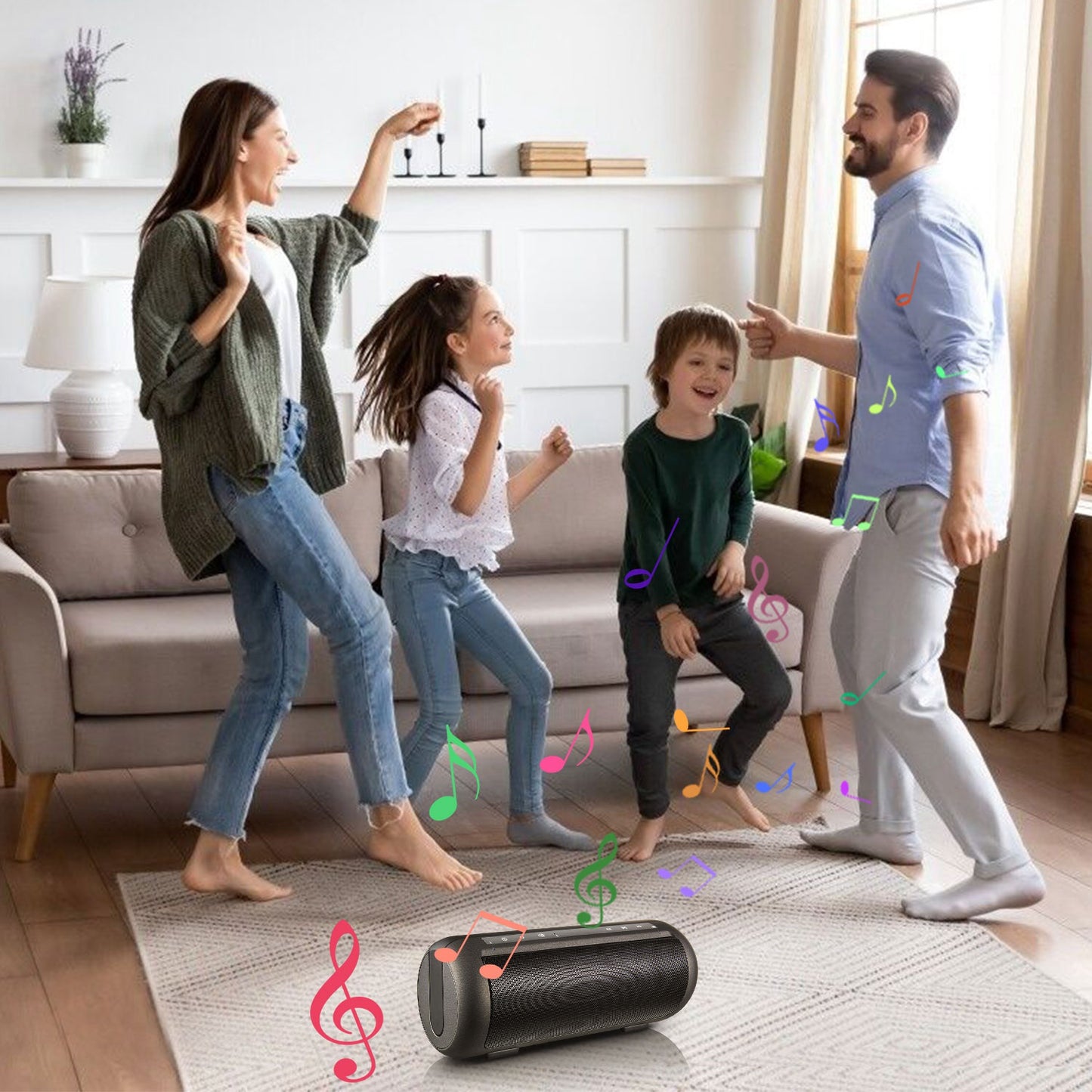 iRola Wireless Speaker Powerful Dual Subwoofer Stereo Bass Noise Cancelling w/Mic Aux-in for Camping Party