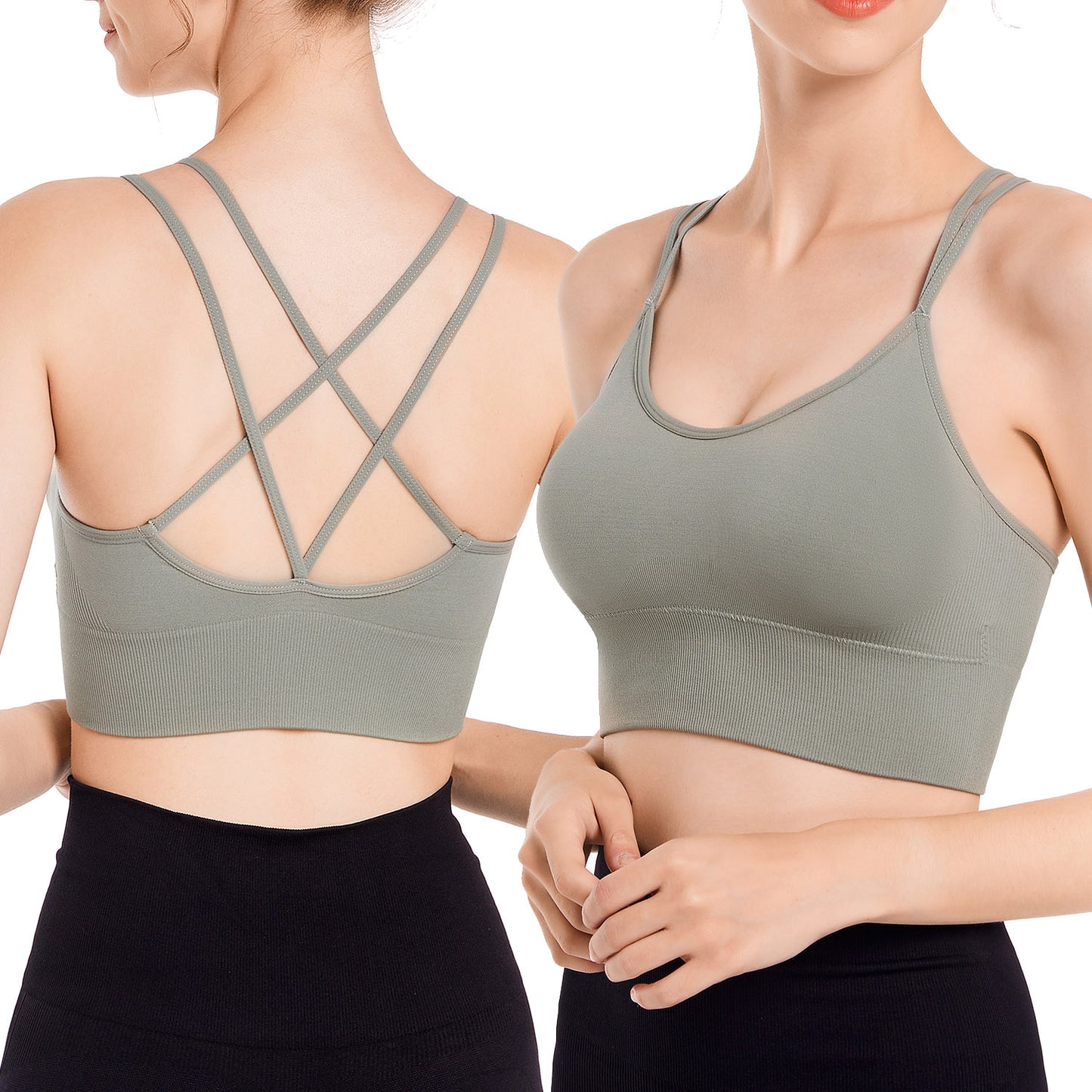 3Packs Women Cross Back Sport Bras Padded StrappyÊMedium Support Bras SexyÊFitnessÊTank Tops with Removable Pads for Gym Yoga Workout Running
