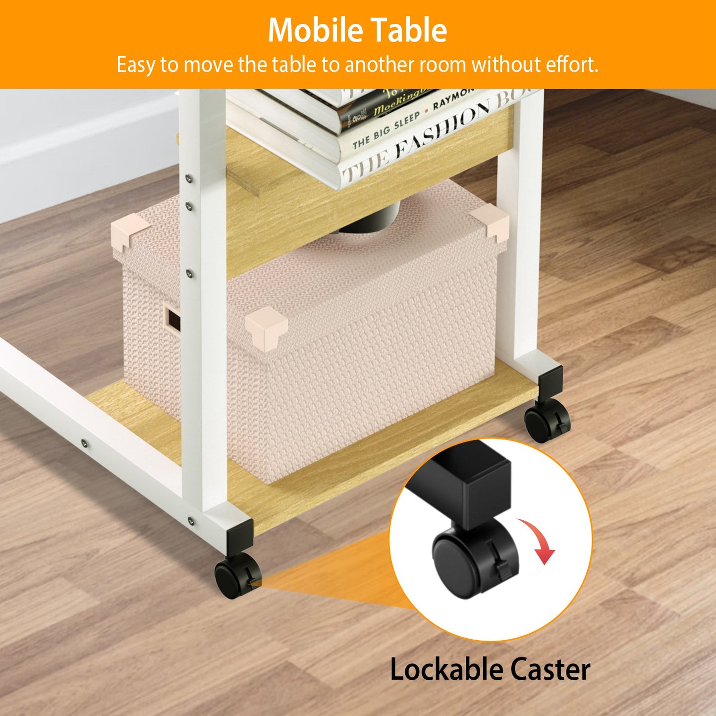 C Side Table 3-Tier Laptop Desk Small Slim Snack Side Table for Couch Bed Sofa for Small Spaces Living Room Bedroom