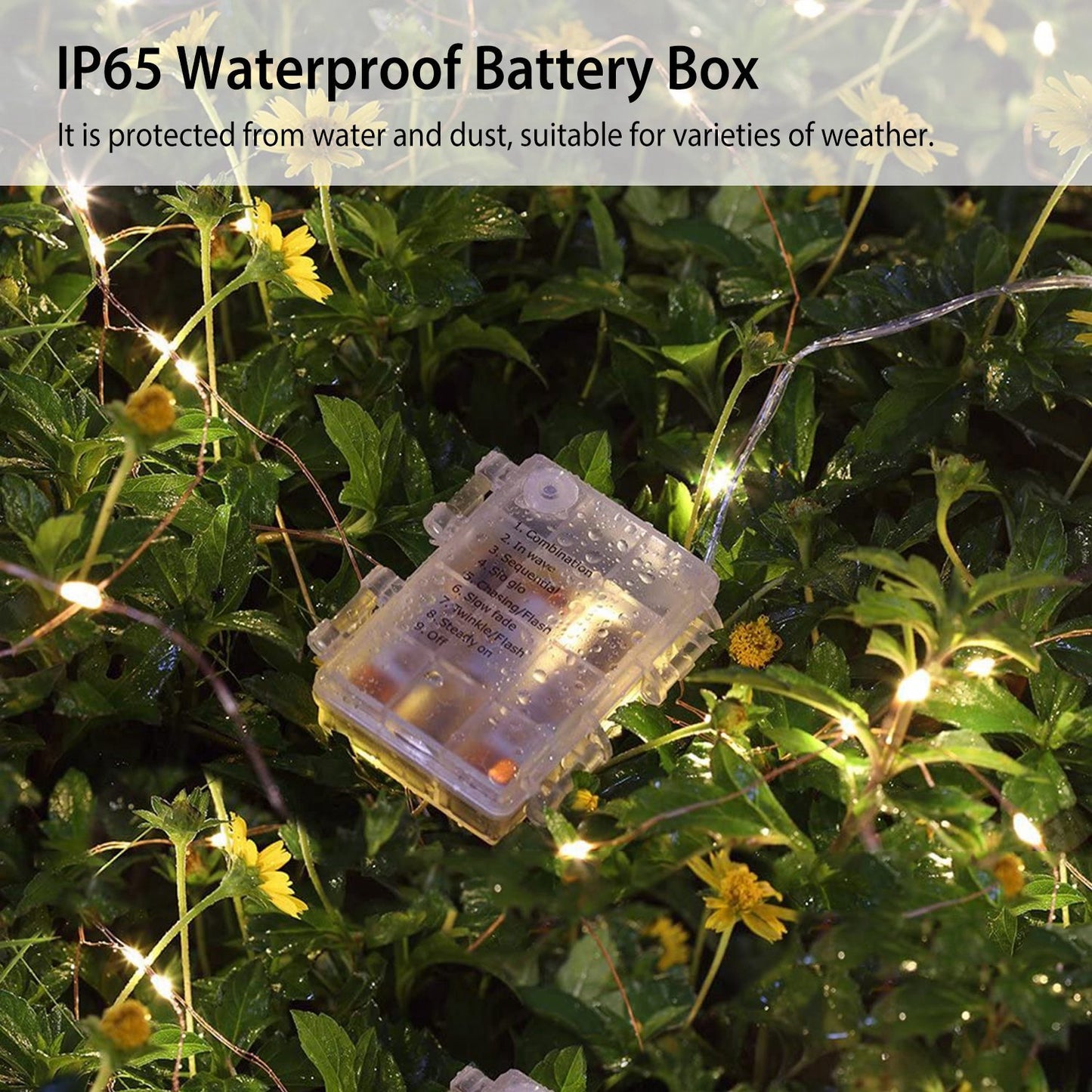 2Pcs LED String Lights 100LED Beads 32.8FT Copper Fairy Lights IP65 Waterproof Battery Operated Flash Lights with Remote Control For Wedding Party Jar