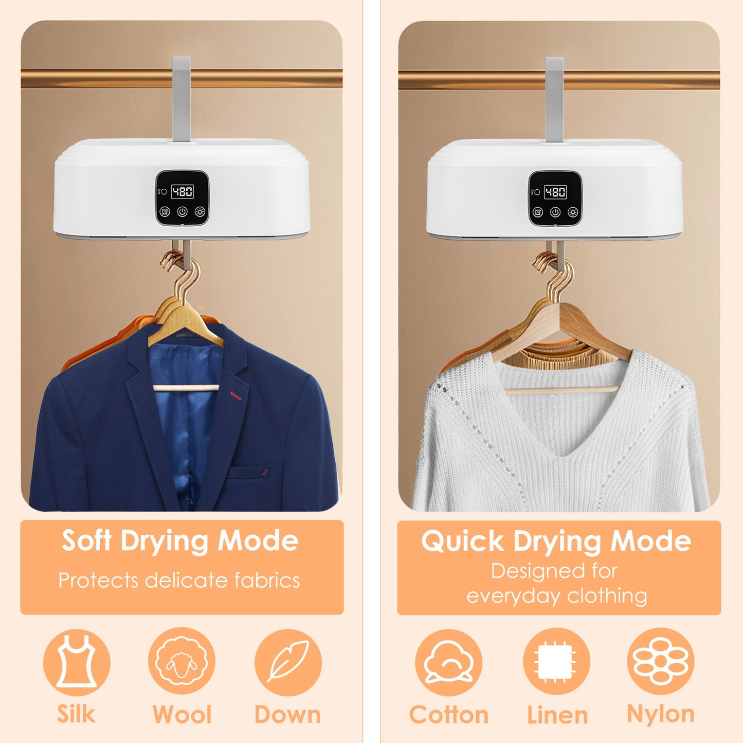 Portable Clothes Dryer Mini Dryer Foldable Dryer Machine with Timer UV Sterilization 2 Drying Modes Remote Control for Apartment Dorm RV Travel Home