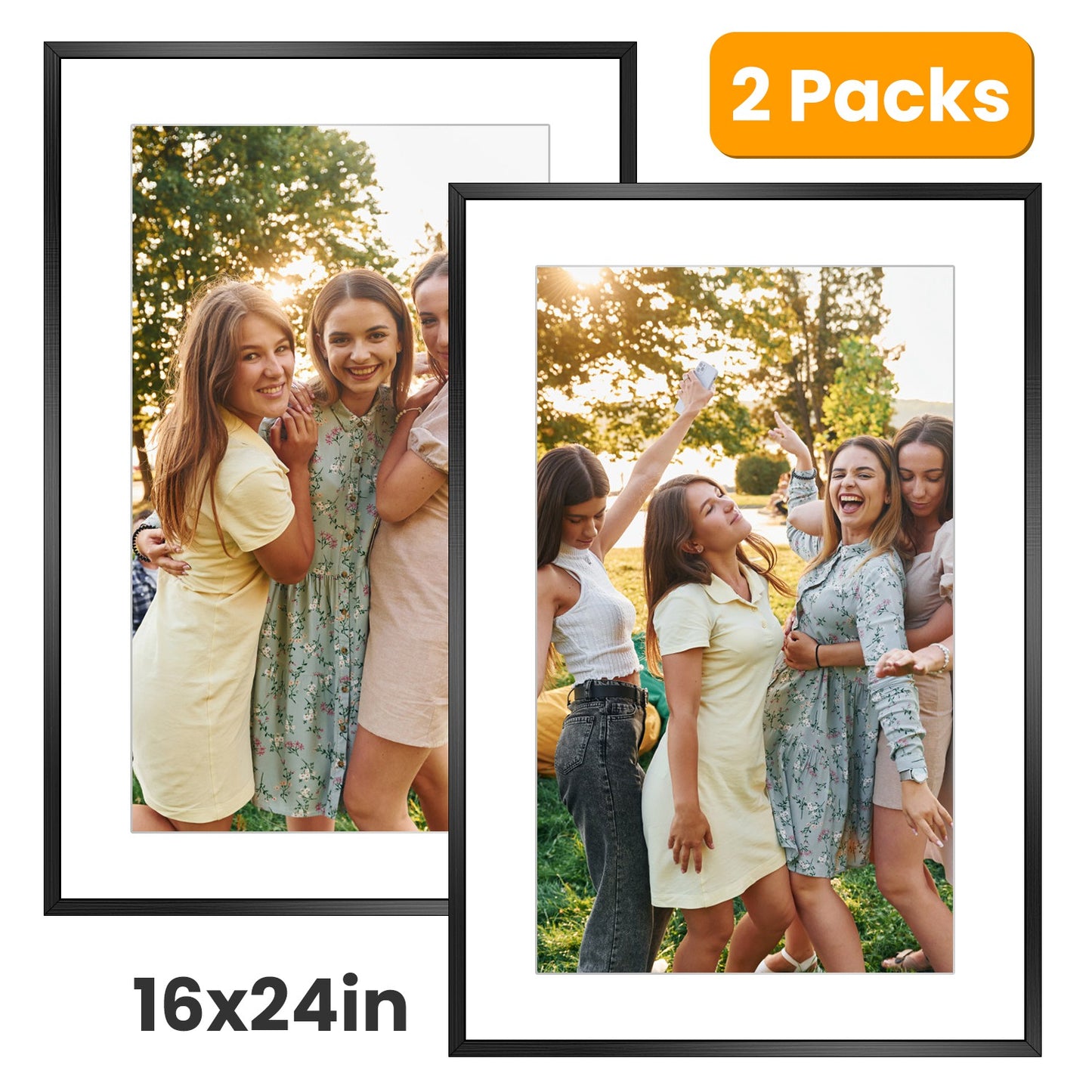 2 Packs 16x24in Picture Frames Wall Gallery Photo Frame Wall Mounted Poster Display Frame for Horizontal Vertical Wall Mounted