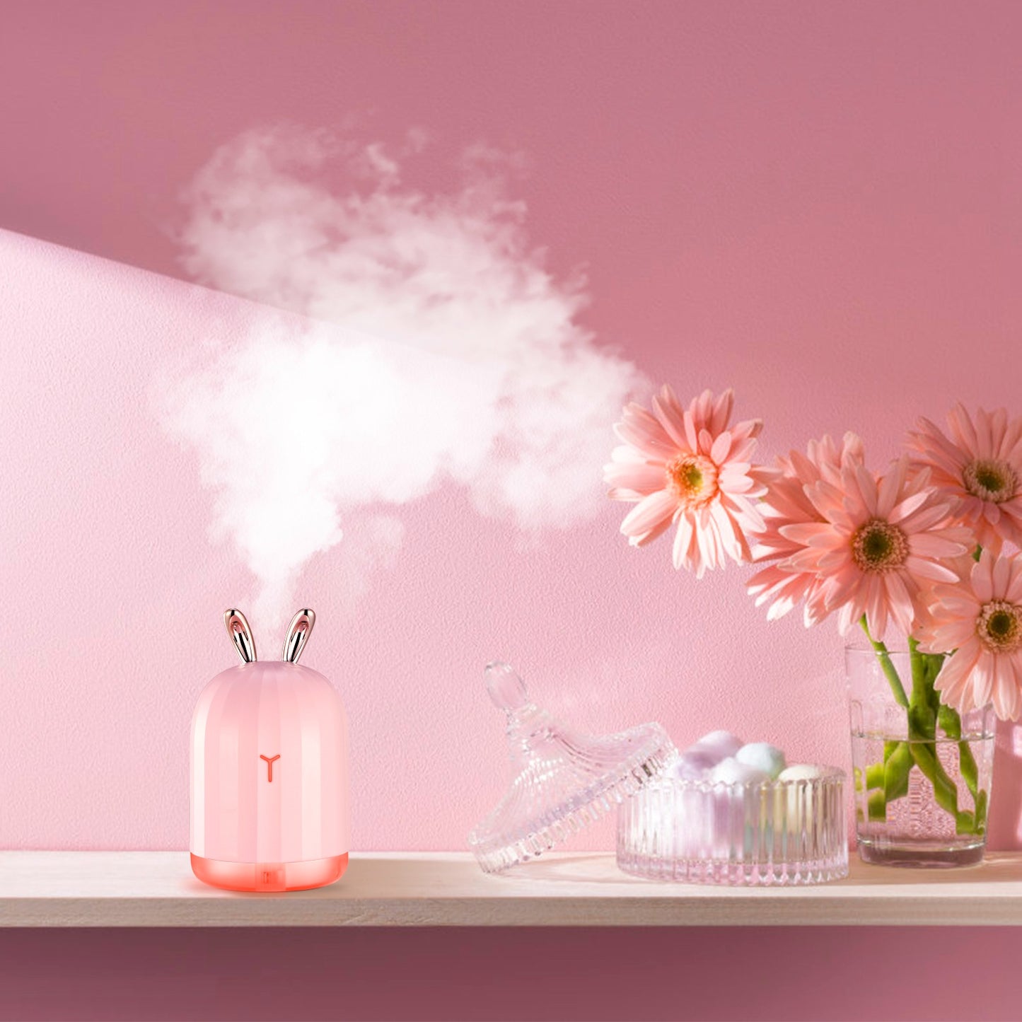 220ml Cool Mist Humidifier Ultrasonic Air Diffuser Atomizer w/7 Color Breathing Lights Auto Off Office Home Yoga