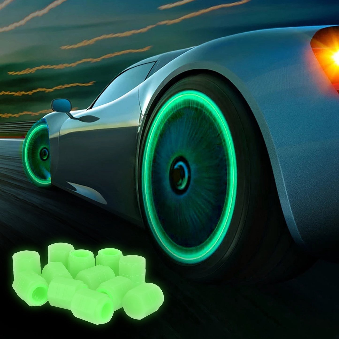 12Pcs Car Tire Valve Stem Caps Luminous Dustproof Stem Tyre Covers for Cars SUVs Truck Motorcycles Bicycles