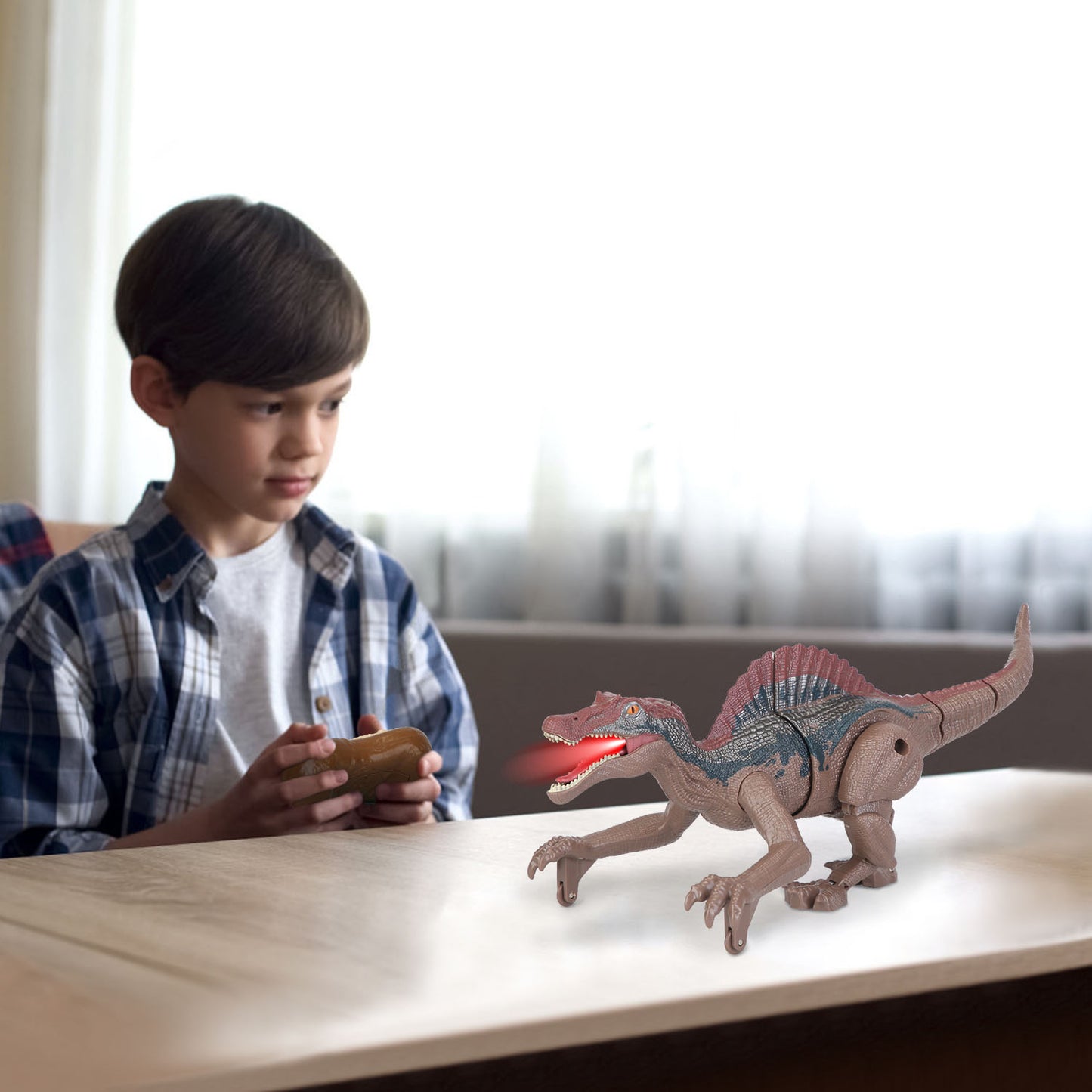 Remote Control Dinosaur Toys Jurassic Realistic RC Dinosaur Rechargeable T-Rex Walking Robot with 3D Eye Roaring Sounds Red Light Remote Control for 3
