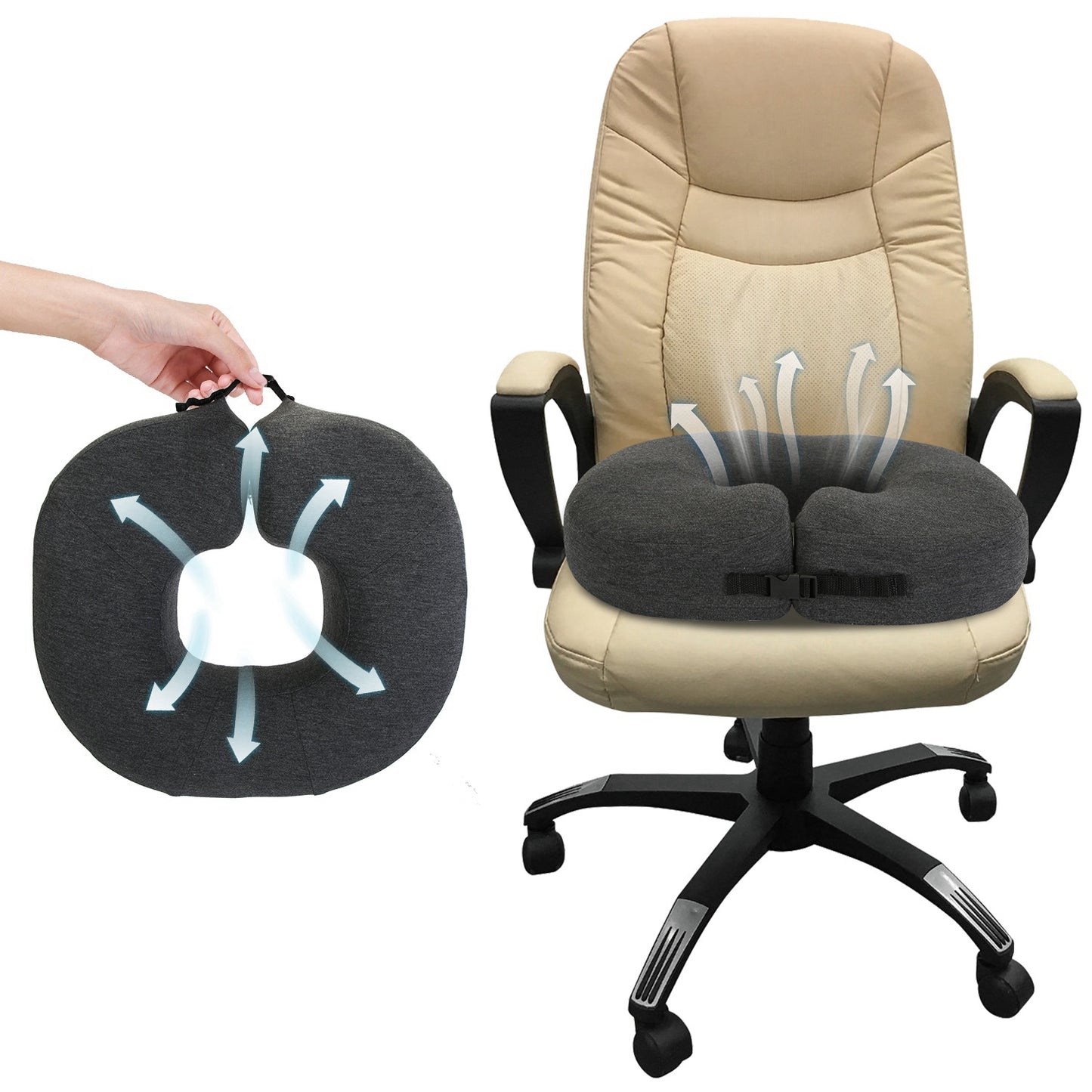 Donut Pillow Seat Cushion Memory Foam Donut Chair Cushions ErgonomicÊSeat Cushion Pad for Coccyx Prostate Sciatica Pelvic Floor Pressure Sores Office