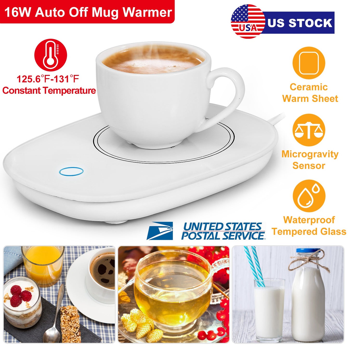 Coffee Mug Warmer Cup Warmer Auto Shut Off Coffee Tea Milk Electric Heater Pad Office Home Desk Coffee Mug Warmer Electric Beverage Warmer Mat 125.6 /