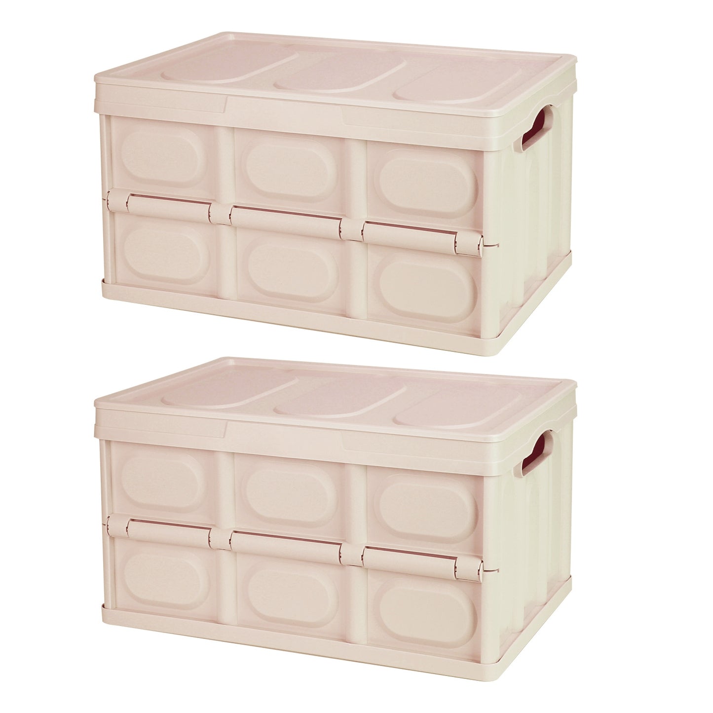 2Pcs 56L Collapsible Storage Bins With Dustproof Lid Waterproof Interior Bag Handle Stackable Storage Box Container Utility Organizer Crate For Campin
