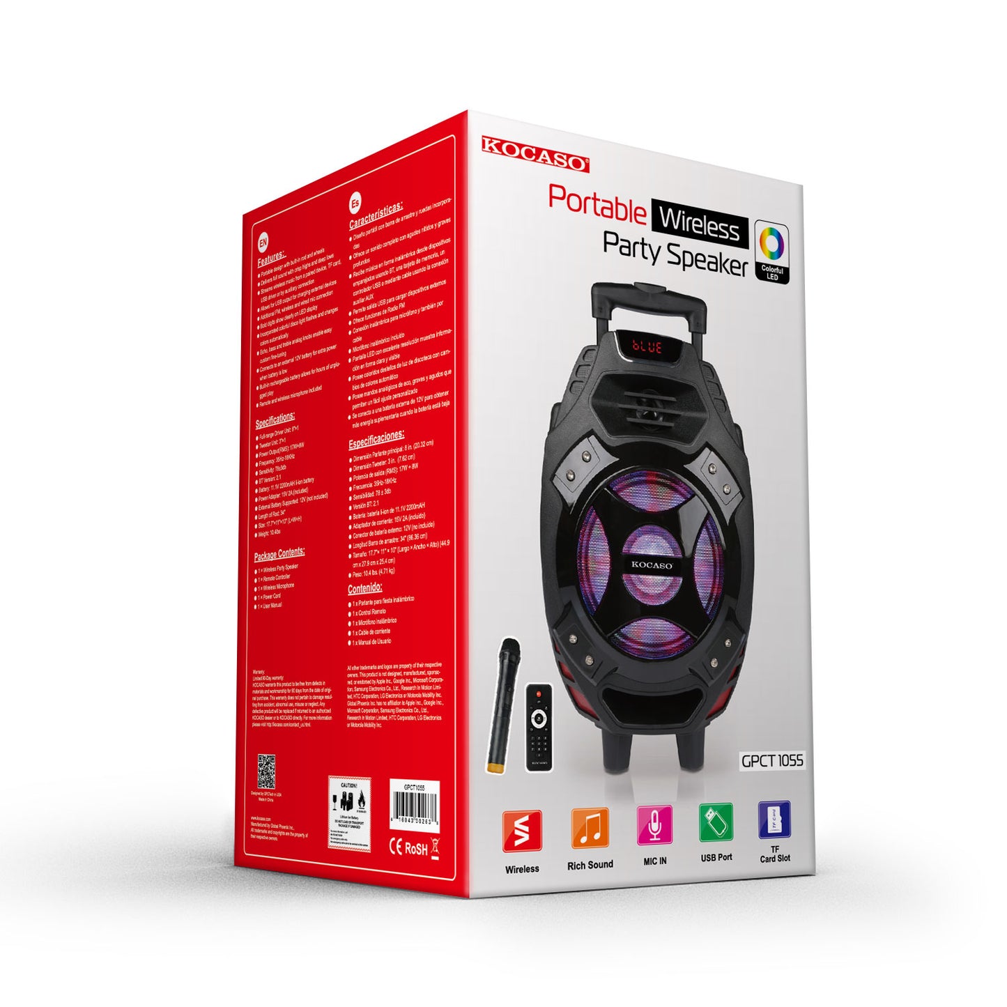 Colorful LED Portable Wireless Party Speaker