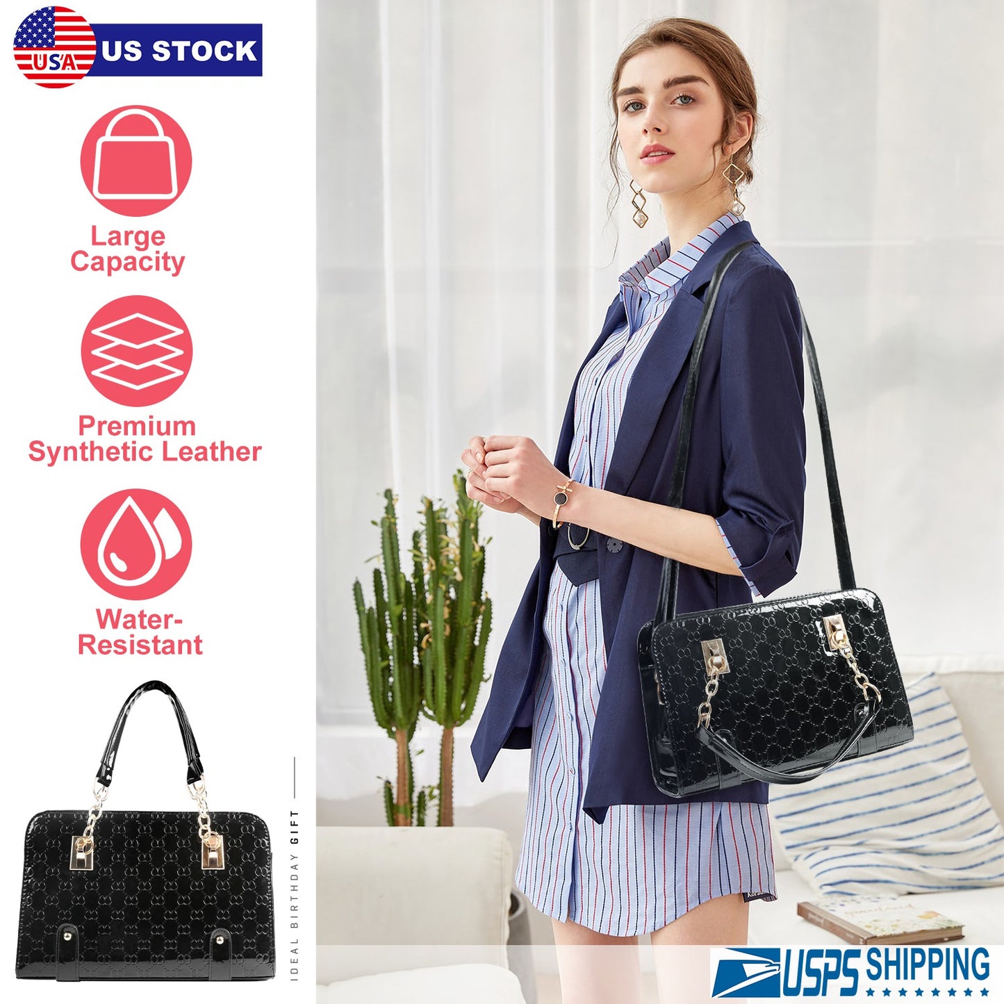 Women\'s Fashion Leather Handbag Lady Purses Tote Bags Shoulder Satchel Crossbody Bags