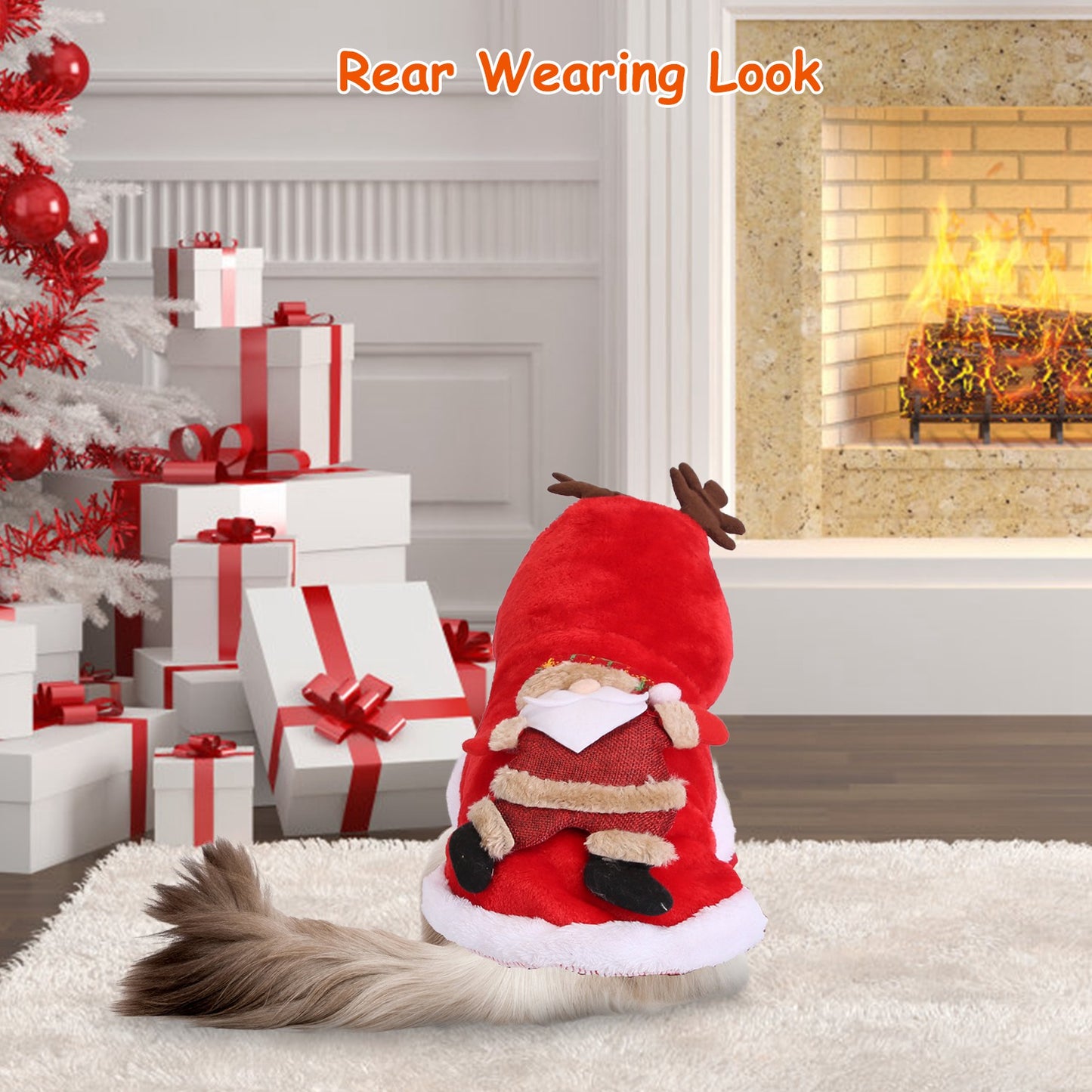 Pet Christmas Clothes Santa Claus Reindeer Antlers Costume Winter Outfit New Year Coat For Small Medium Dogs Cats Available in S/M/L/XL