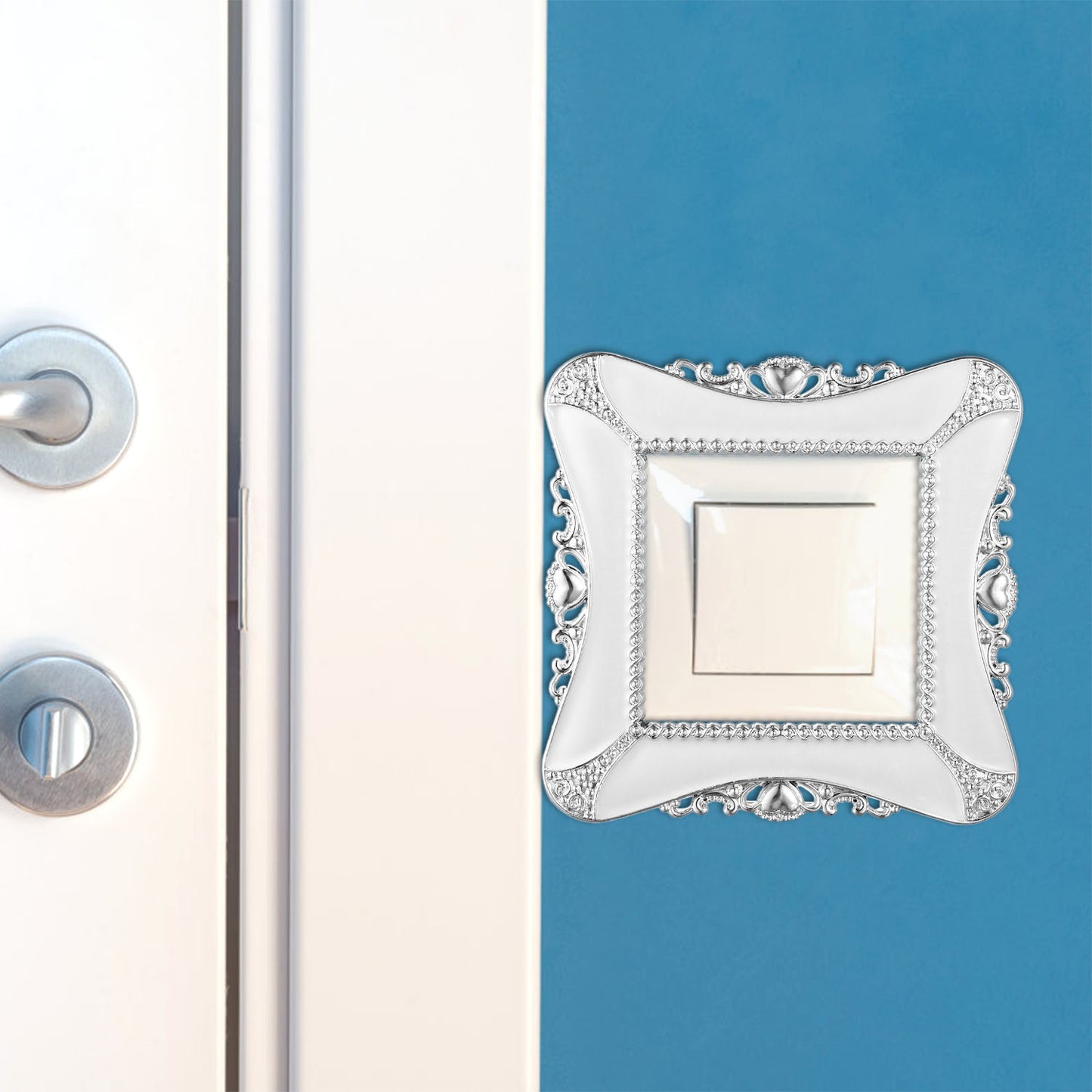 2 Packs Decorative Switch Cover European Romantic Wall Plate Protector w/Adhesive Sticker UK Style for Living Room Bathroom Kitchen