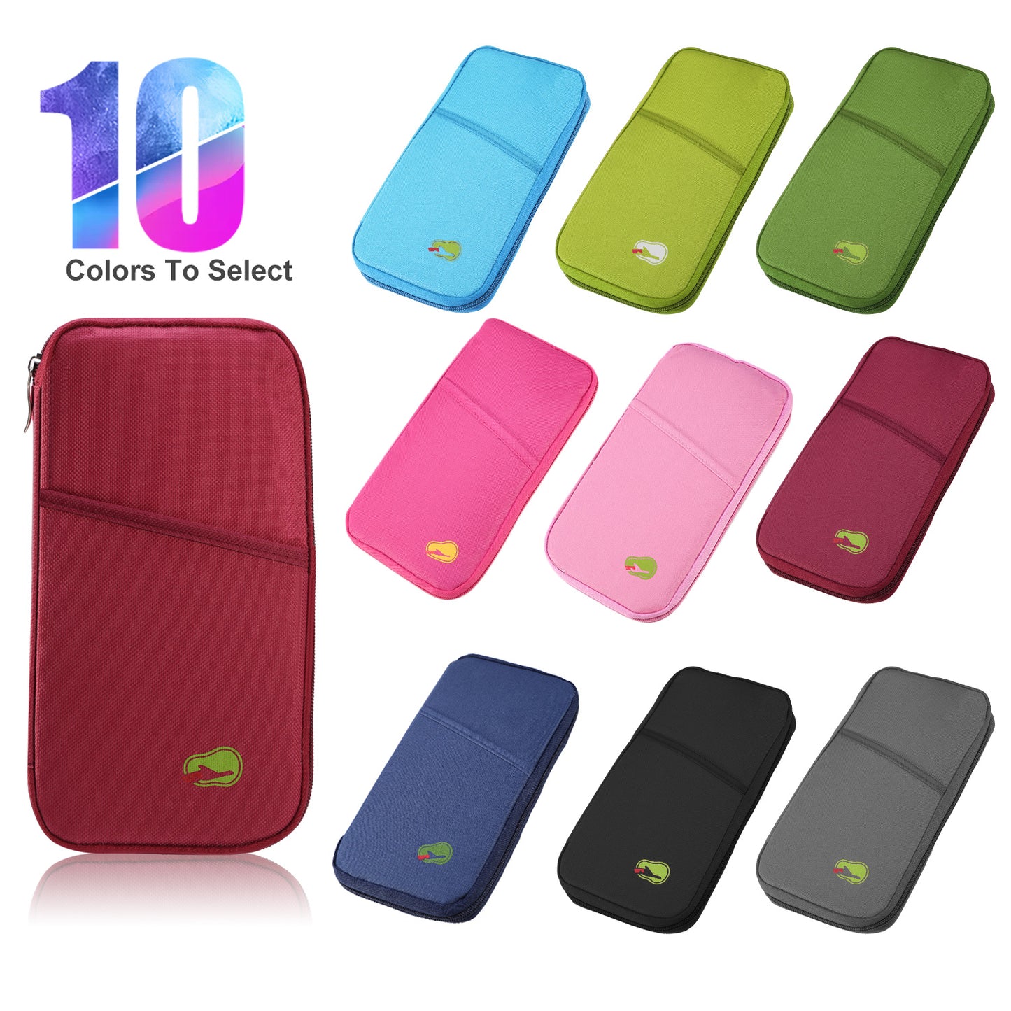 Travel Passport Wallet 12Cells Ticket ID Credit Card Holder Water Repellent Documents Phone Organizer Zipper Case Business Trip Daily Use