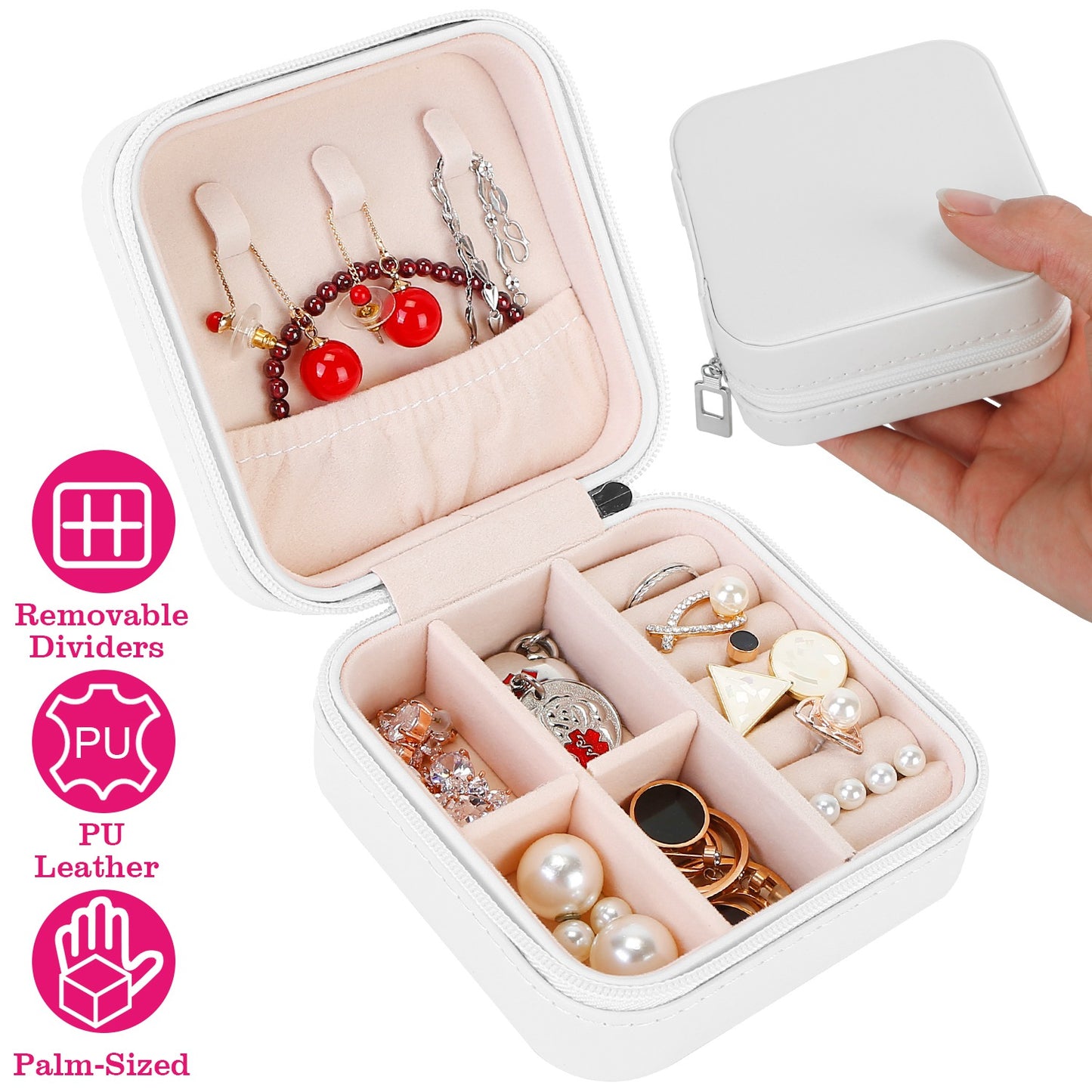 Mini Jewelry Storage Box Portable Ring Earring Necklace Storage Travel Case PU Leather Jewelry Organizer Gift