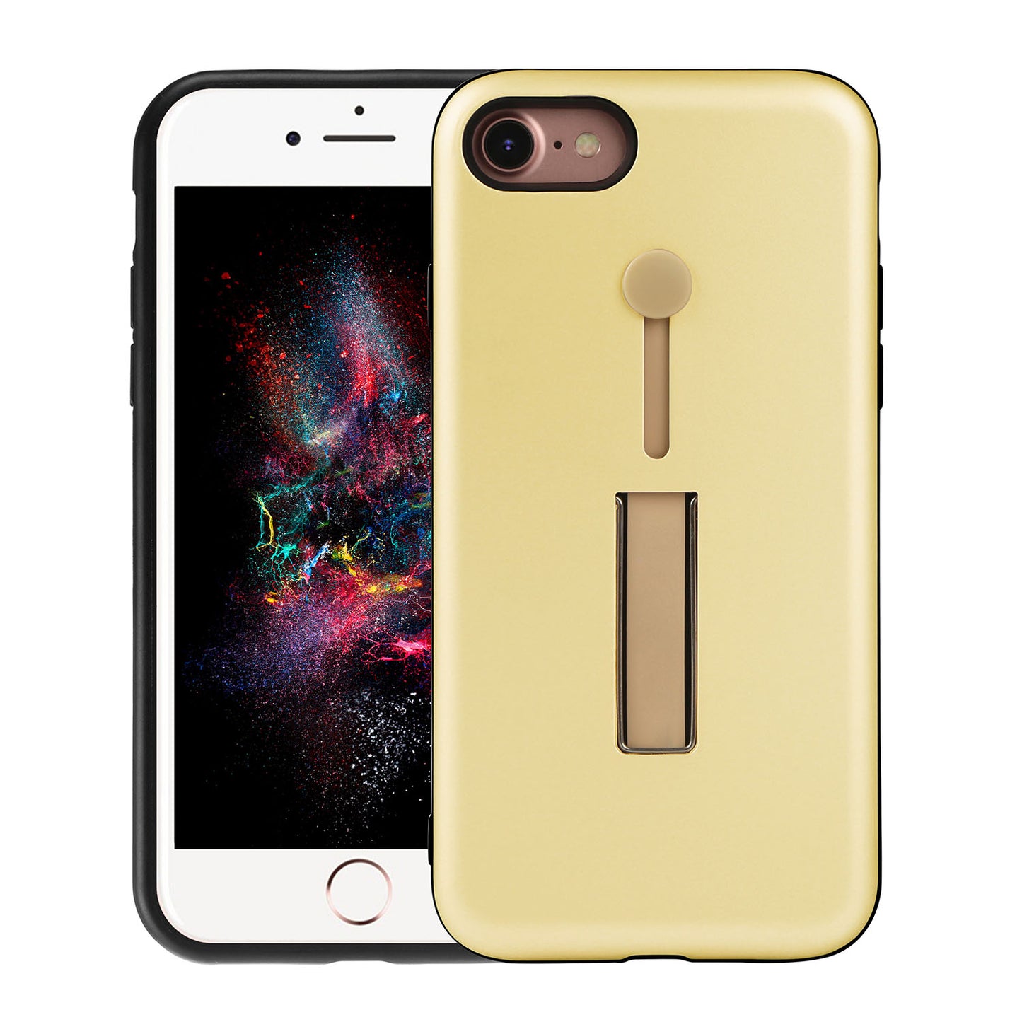 Finger Strap Phone Case for iPhone 8 Drop-prot ection Finger Ring Rugged Phone Case with Kickstand Dual Layer Case