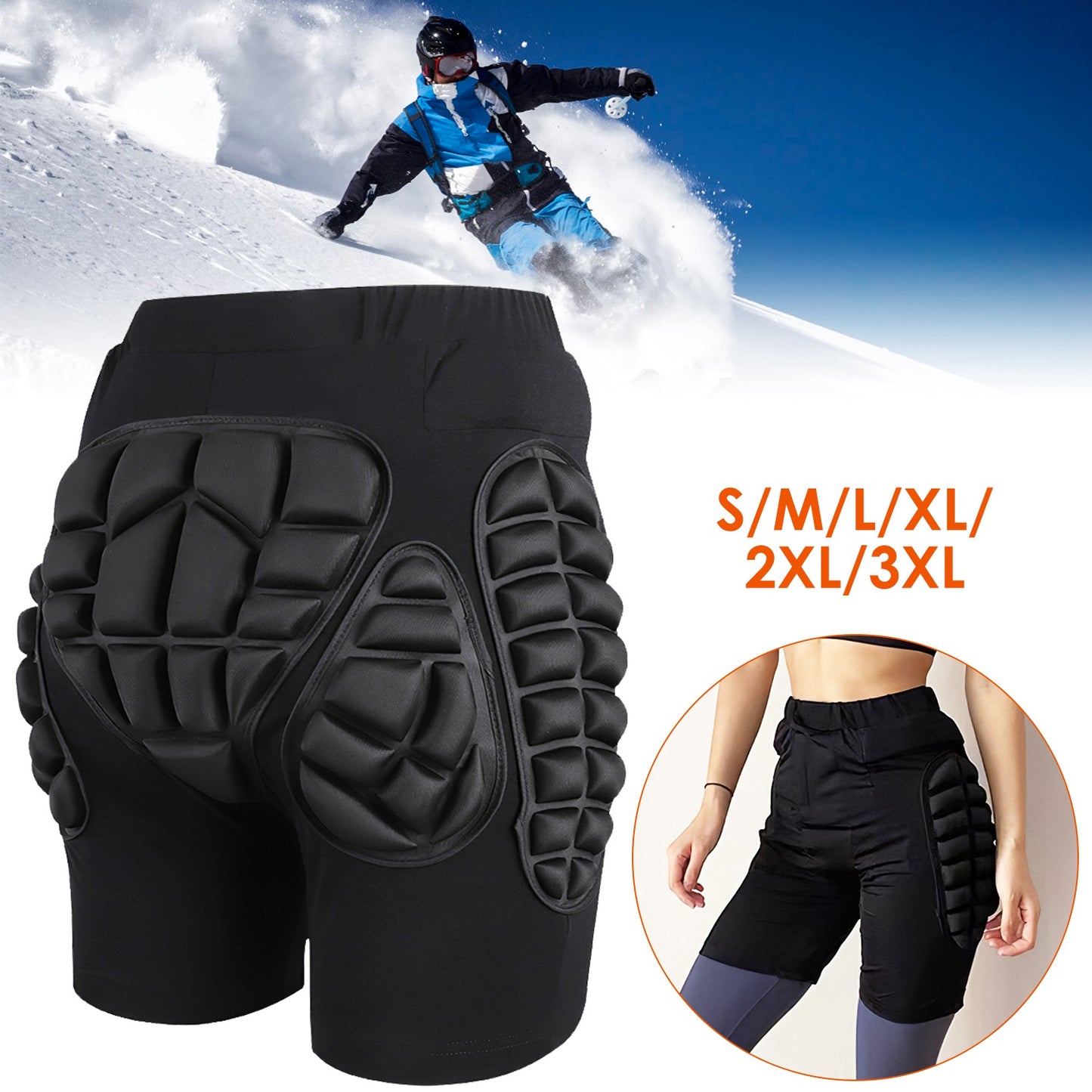 Protective Shorts for Skiing Snowboarding Skating Skateboarding EVA Hip Protection Pad for Adults Kids 3D Padded Breathable Protective Shorts for Hip