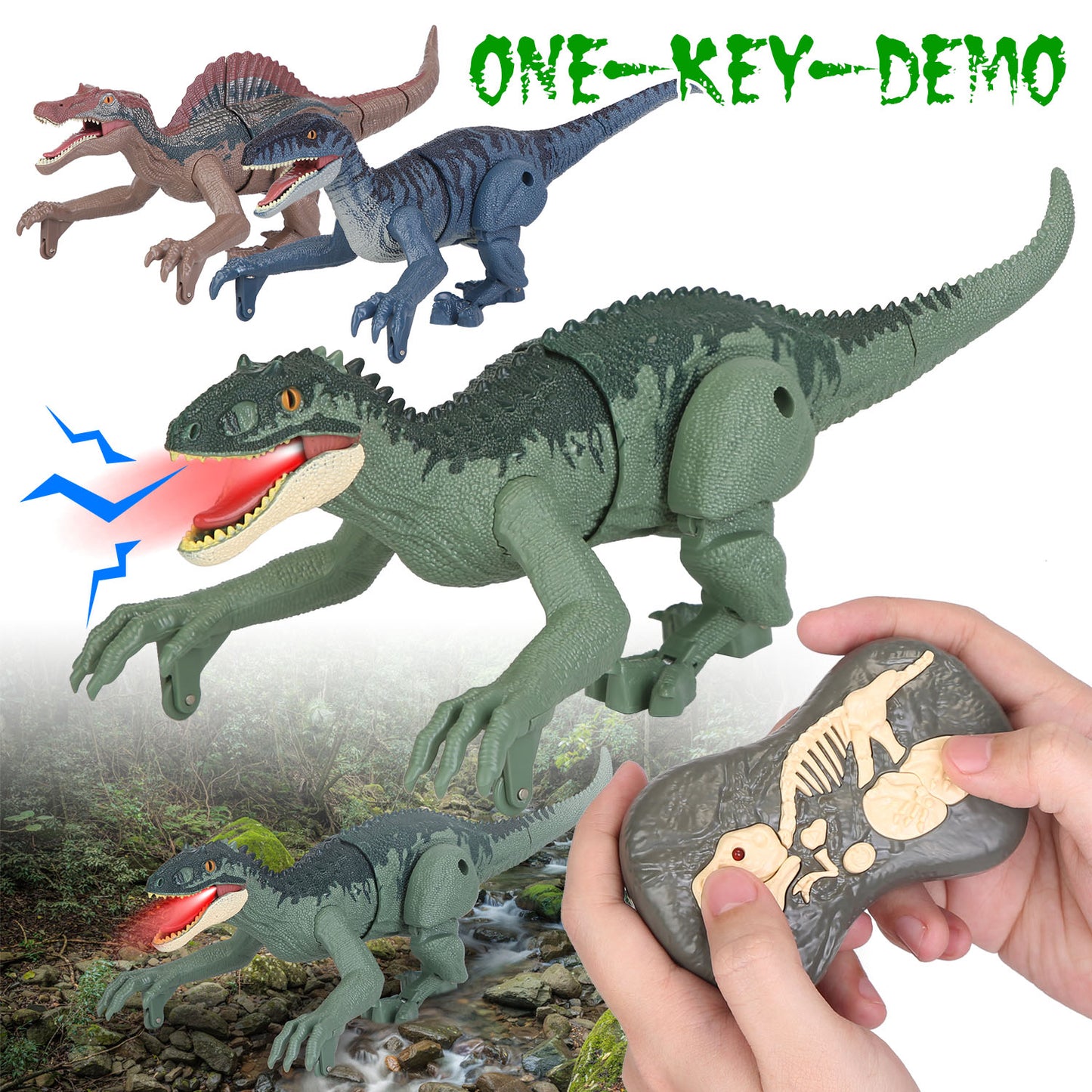 Remote Control Dinosaur Toys Jurassic Realistic RC Dinosaur Rechargeable T-Rex Walking Robot with 3D Eye Roaring Sounds Red Light Remote Control for 3