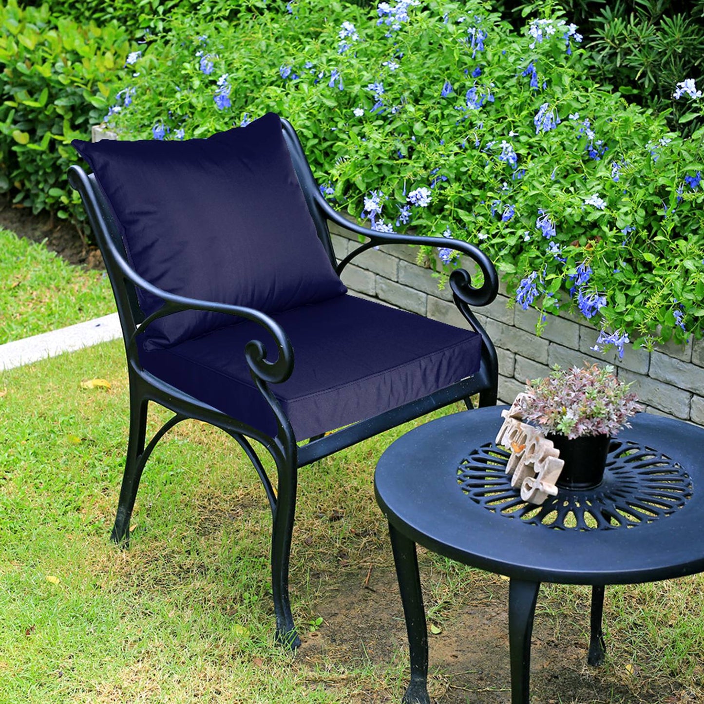 Outdoor Seat Cushion Set Waterproof Patio Furniture Cushion and Back Pillow Fade Resistant Deep SeatÊSet Chair Pad with Removable Cover for Chair Sofa