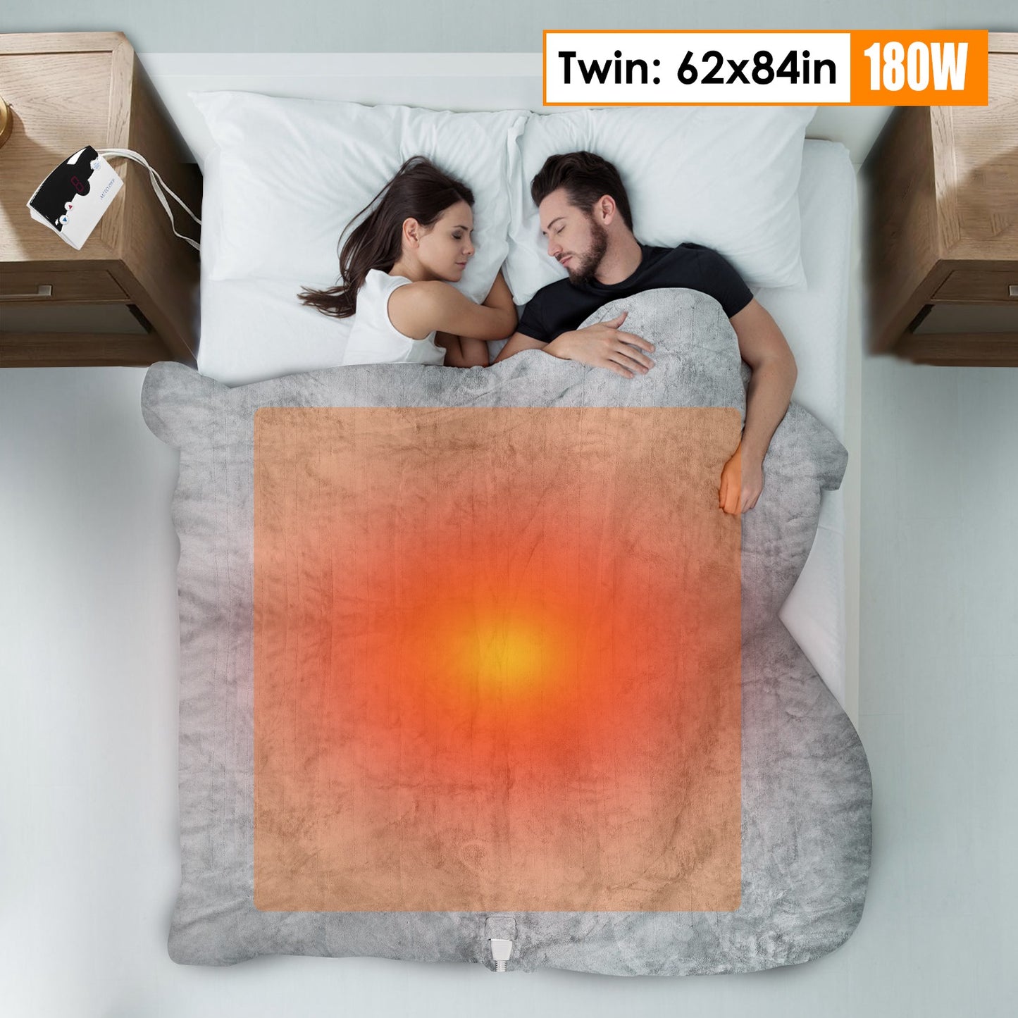 Electric Heated Twin Size Fleece Heated Blanket with 10 Heating Levels 10 Hours Auto Off Machine Washable for Home Office Usage 62x84in