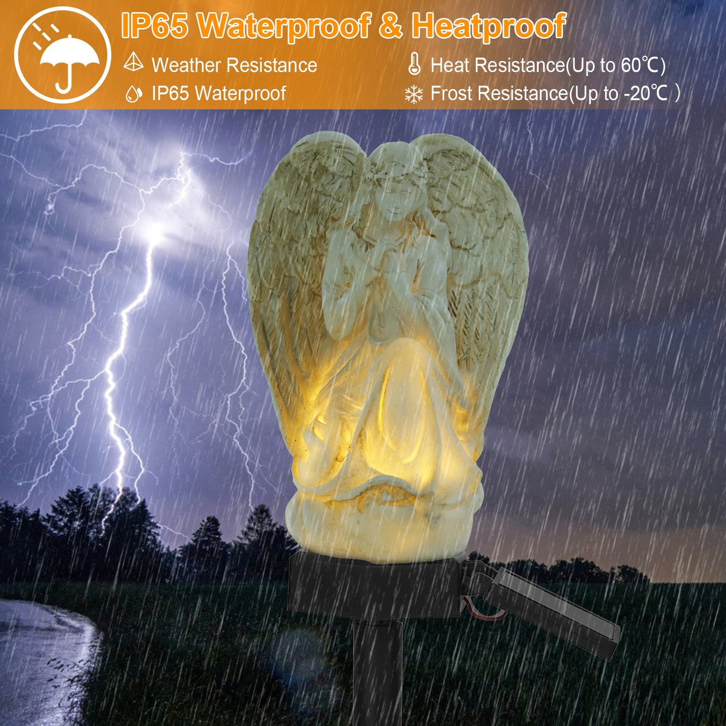 Solar Praying Angel Statue Garden Light LED Decoration Angel Lamp IP65 Waterproof Outdoor Decorative Landscape Solar Lawn Lamps For Yard Driveway Walk