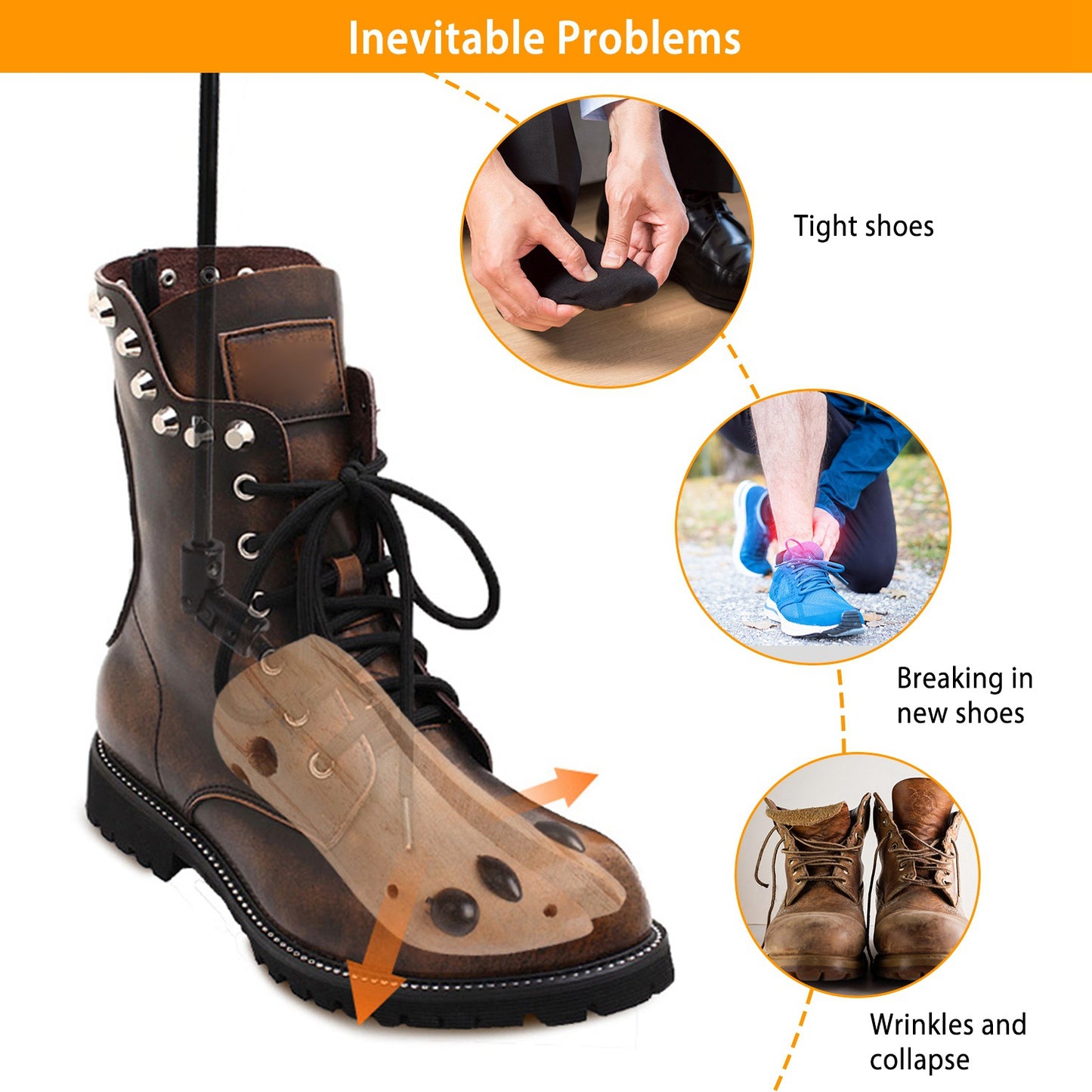 One Pair Boot Stretcher Adjustable Width Shoe Shaper Wooden Boot Widener Expander for Men Women