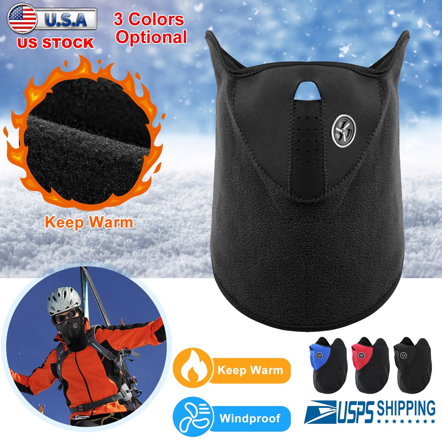 Half Face Mask Breathable Windproof Dustproof Neck Warmer for Bike Motorcycle Racing