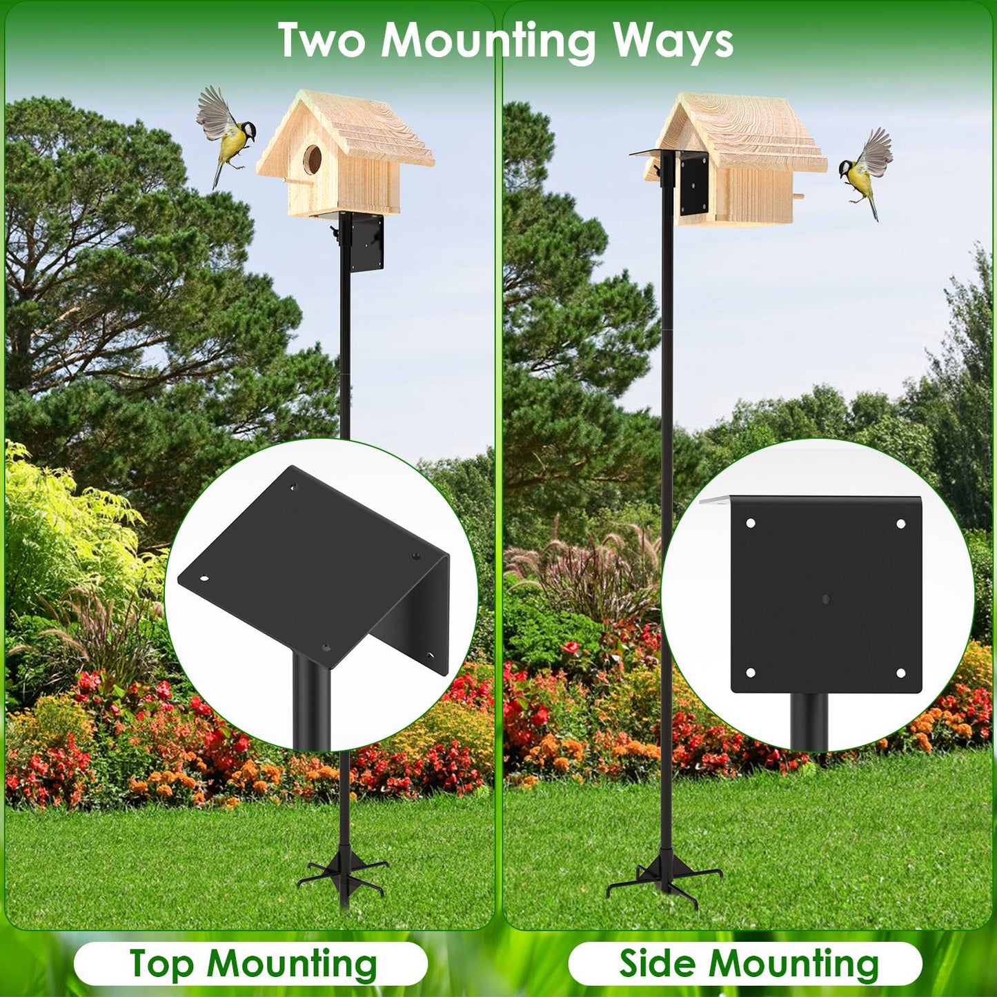 79.92in Bird House Pole Kit Height Adjustable Bird Feeder PoleÊMount Kit Heavy Duty Bird House Pole Set with 5 Prongs Base for Bird House Bird Feeder