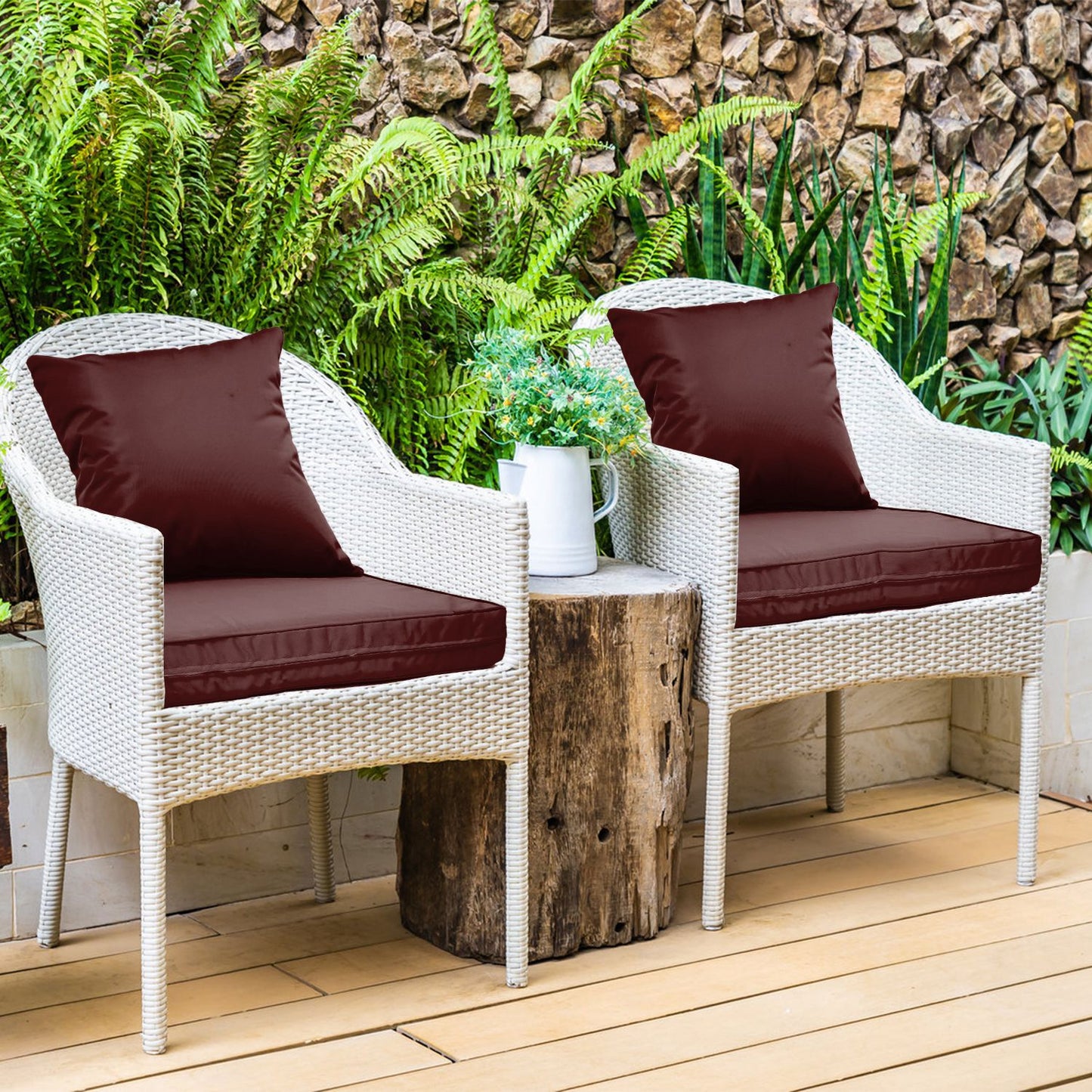 Outdoor Seat Cushion Set Waterproof Patio Furniture Cushion and Back Pillow Fade Resistant Deep SeatÊSet Chair Pad with Removable Cover for Chair Sofa