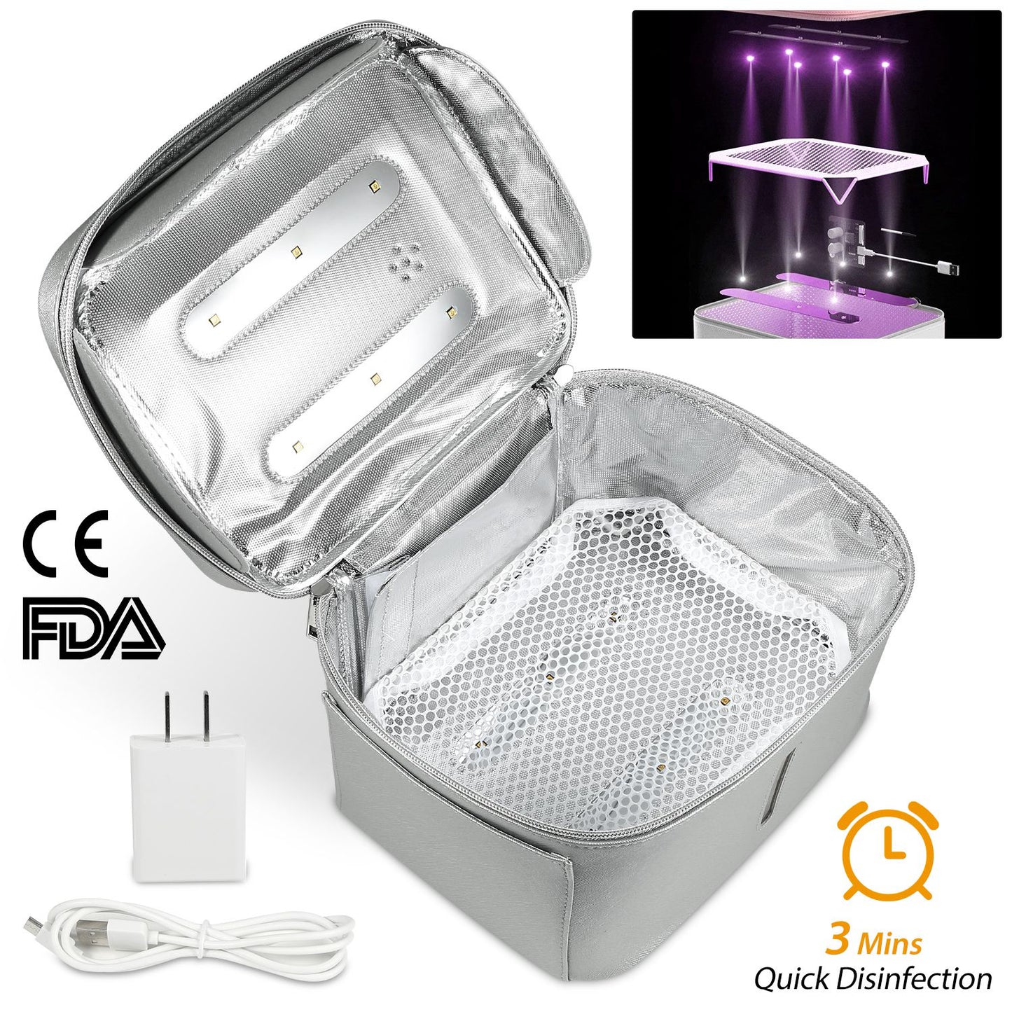 iMounTEK UV Disinfection Bag, Portable LED UV Sanitizer Box USB-Powered Travel UV Cleaner Bag for Baby Bottles Toys Underwear Toothbrush Beauty Tools