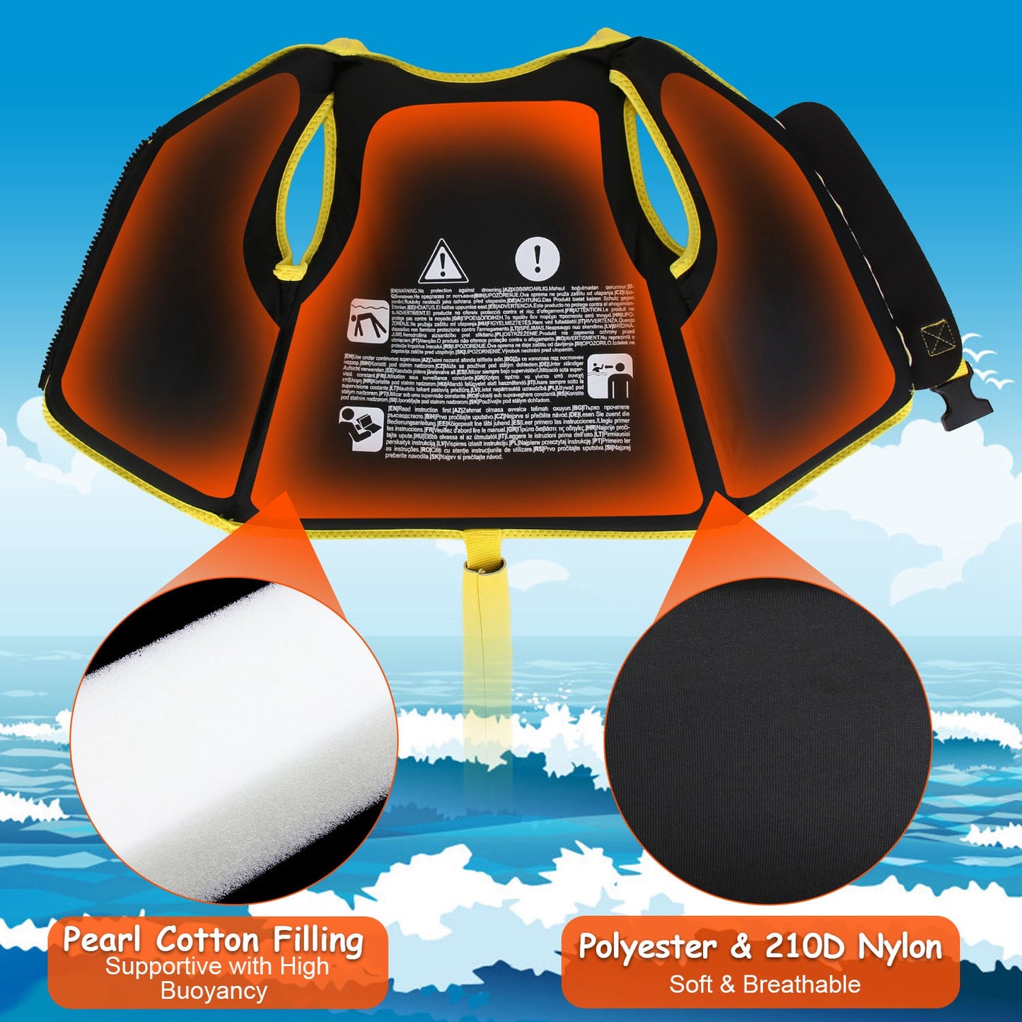 Swim Vest For Kids Float Jacket Learn To Swim Vest with Adjustable Crotch Strap for Boys Girls Toddlers Aged 1-8 Years Old 24-88LBS