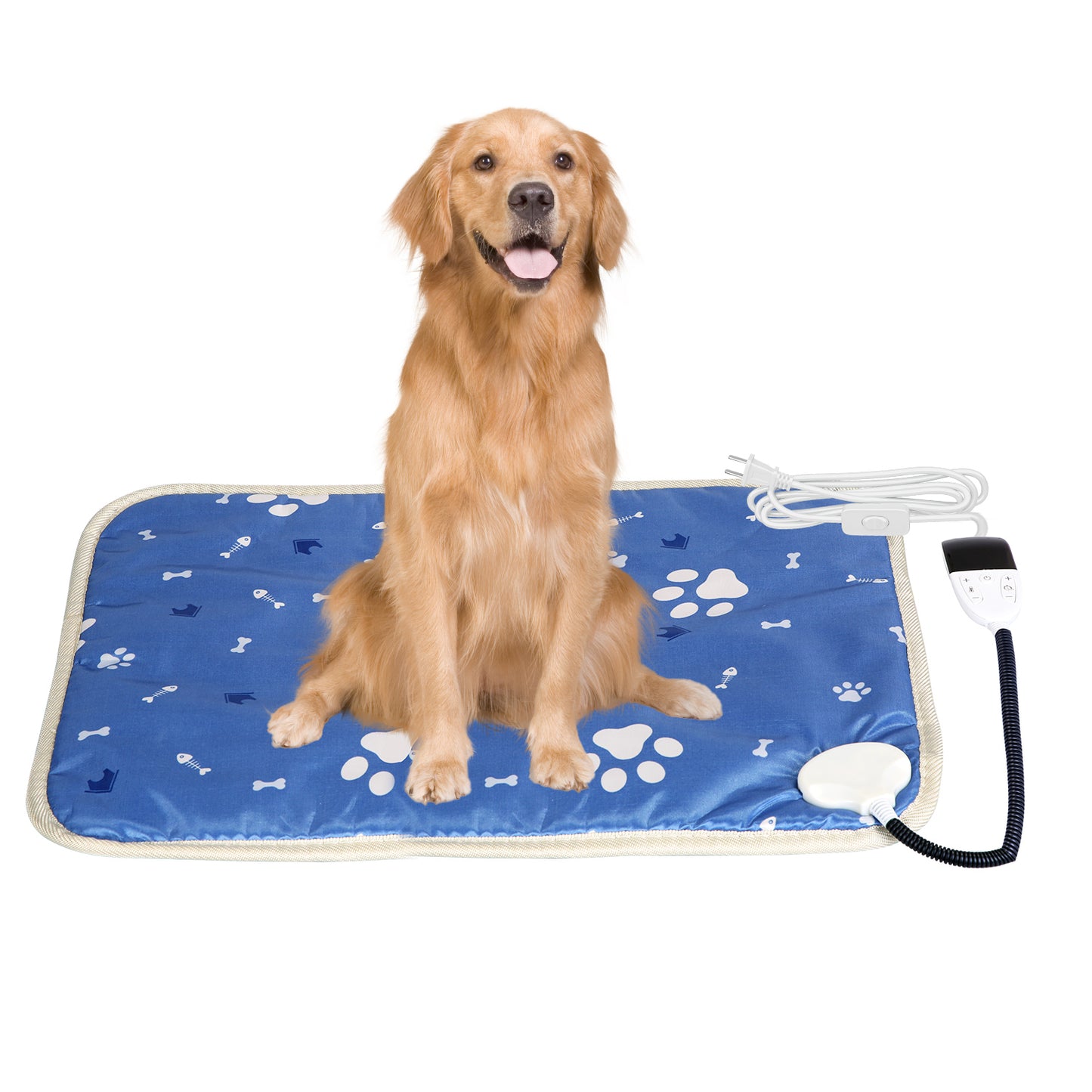 Pet Heating Pad Electric Dog Cat Heating Mat Waterproof Warming Blanket with 86-141 Adjustable Temperature 0-12 Timer Digital Display Chewing-resista