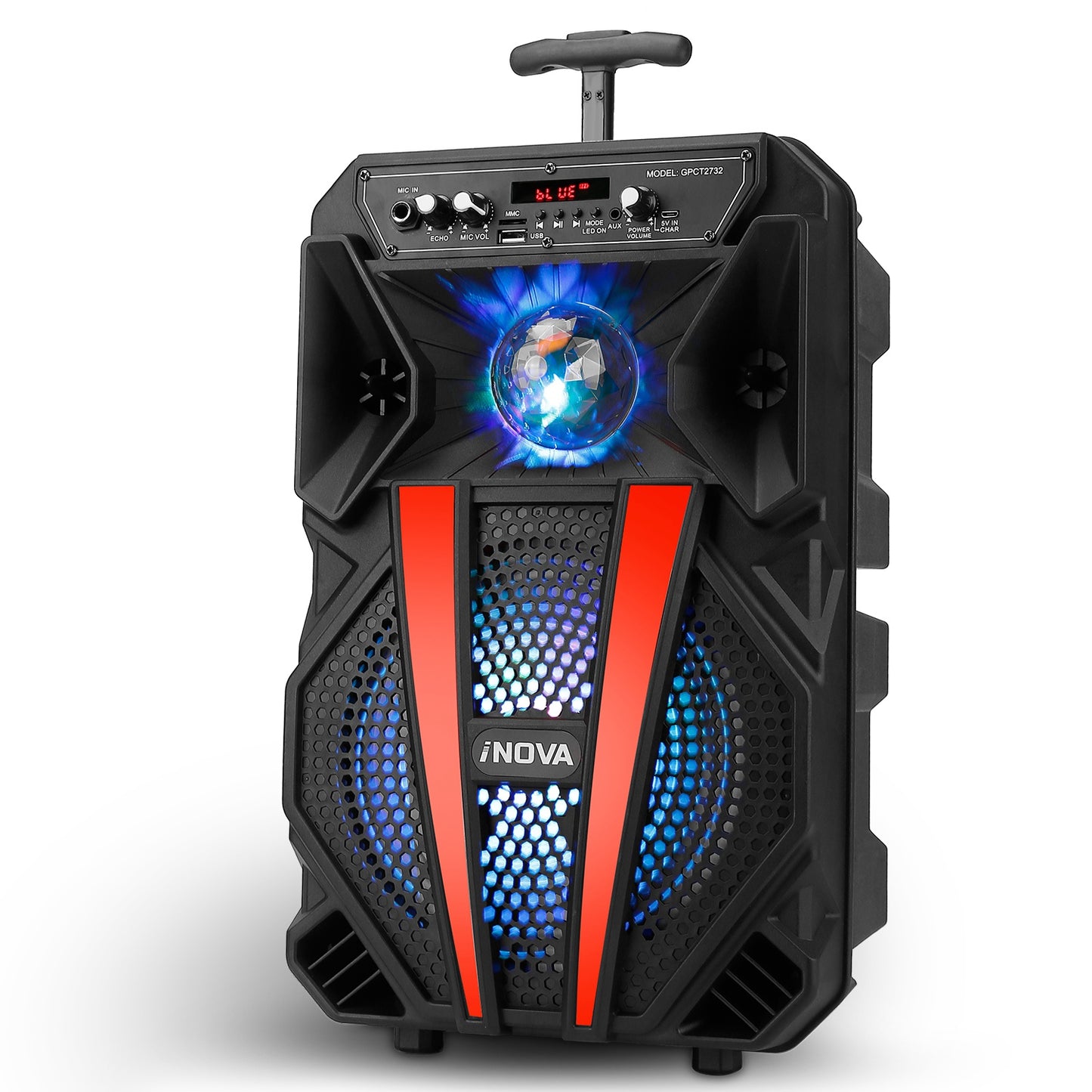 8Ó Wireless Party Speaker Subwoofer Bass Portable TWS Party Speaker w/ Microphone Support FM Radio Remote Control MMC Car Slot LED Colorful Lights