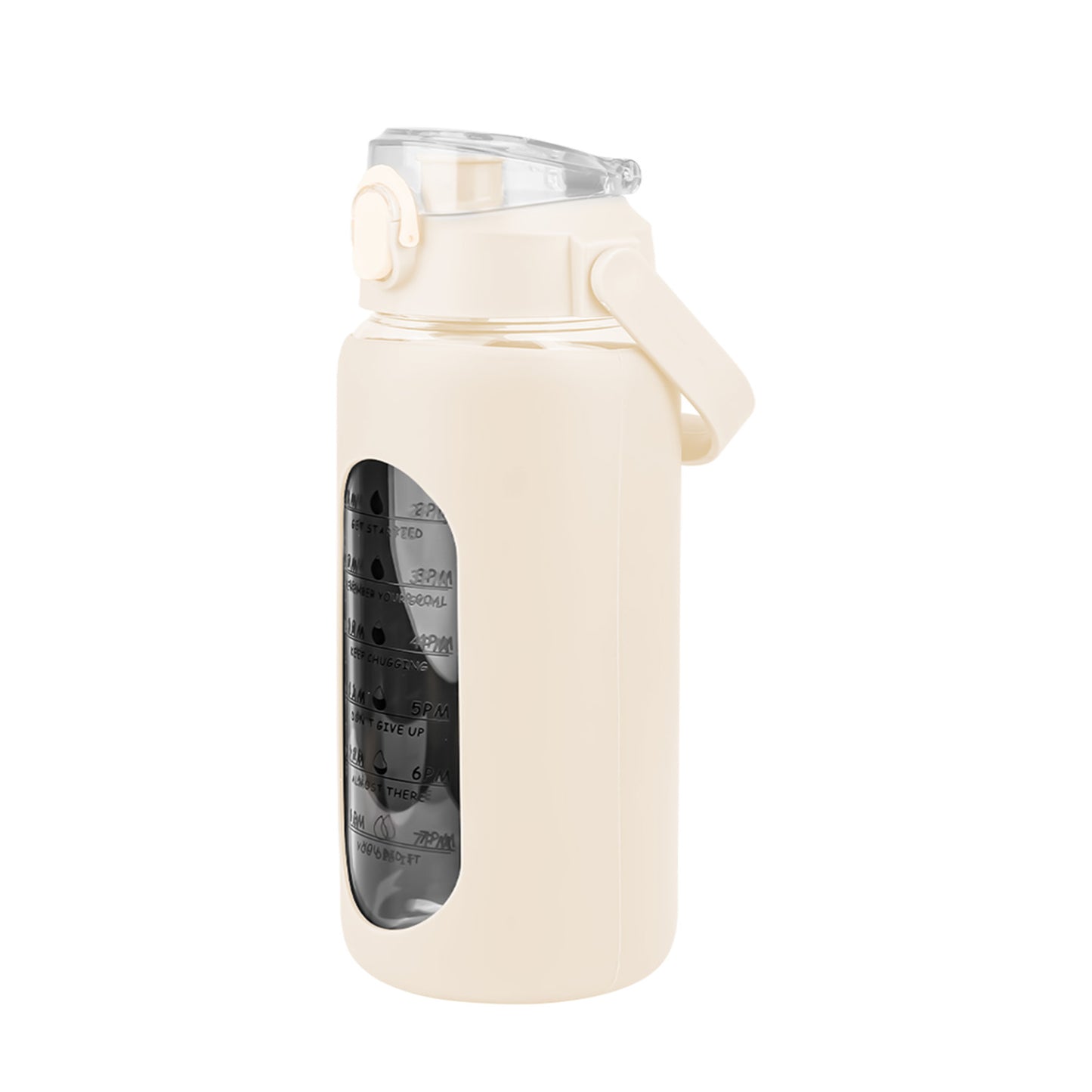 34Oz Glass Water Bottle Sports Water Bottle Motivational Water Bottle Water Intake Tracker Bottle with Straw Time Marker Silicone Sleeve Handle for Gy