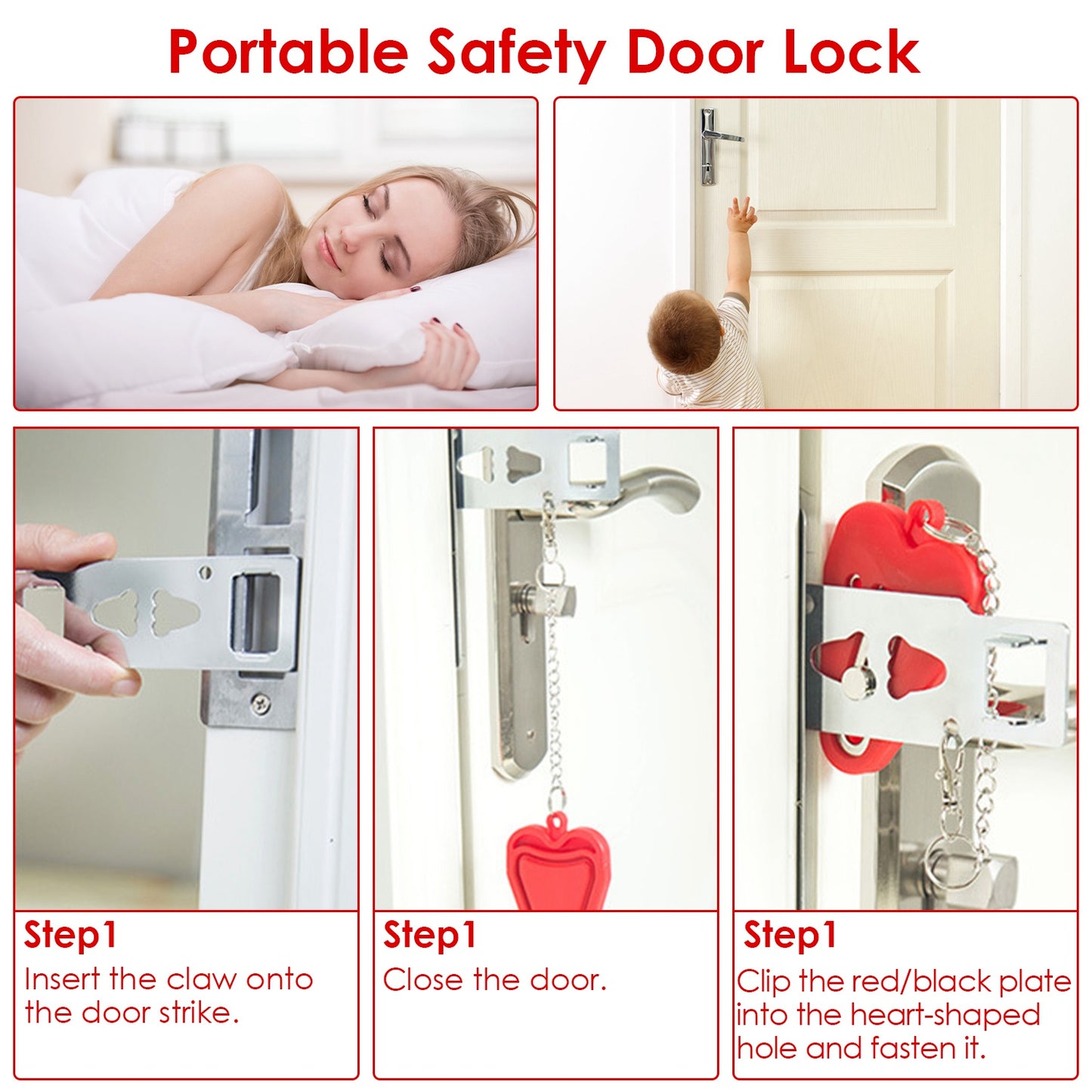 2Pcs Portable Travel Door Lock Home Hotel Apartment Security Lock Anti Theft Security Tool Door Safety Latch Lock
