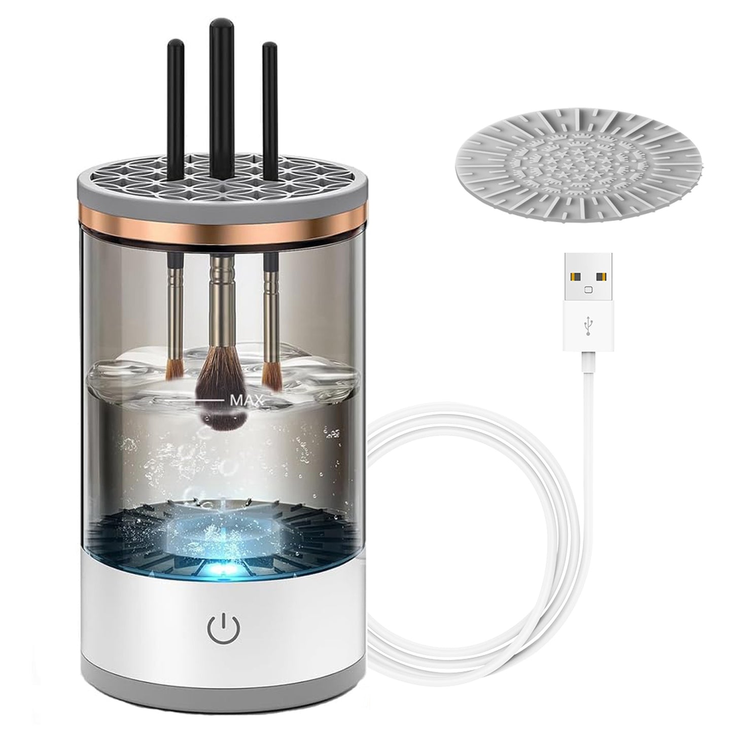 3 In 1 Makeup Brush Blender Cleaner Automatic Makeup Brush Cleaner Machine USB Powered Brush Drying Storage Suitable For All Types of Brushes