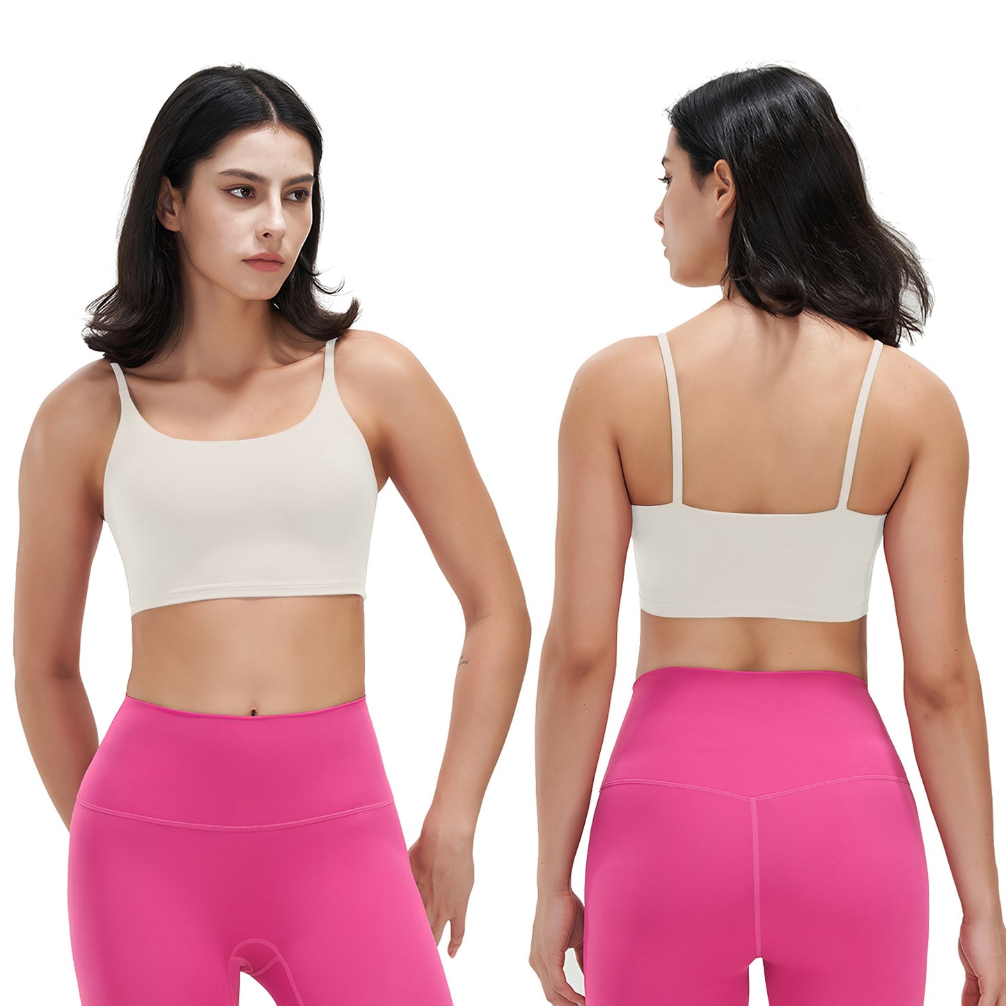 Women Strap Sport Bras Padded StrappyÊCrop Square Neck Low Impact Bras SexyÊFitnessÊTank Tops with Removable Pads Flat Straps for Gym Yoga Workout Run