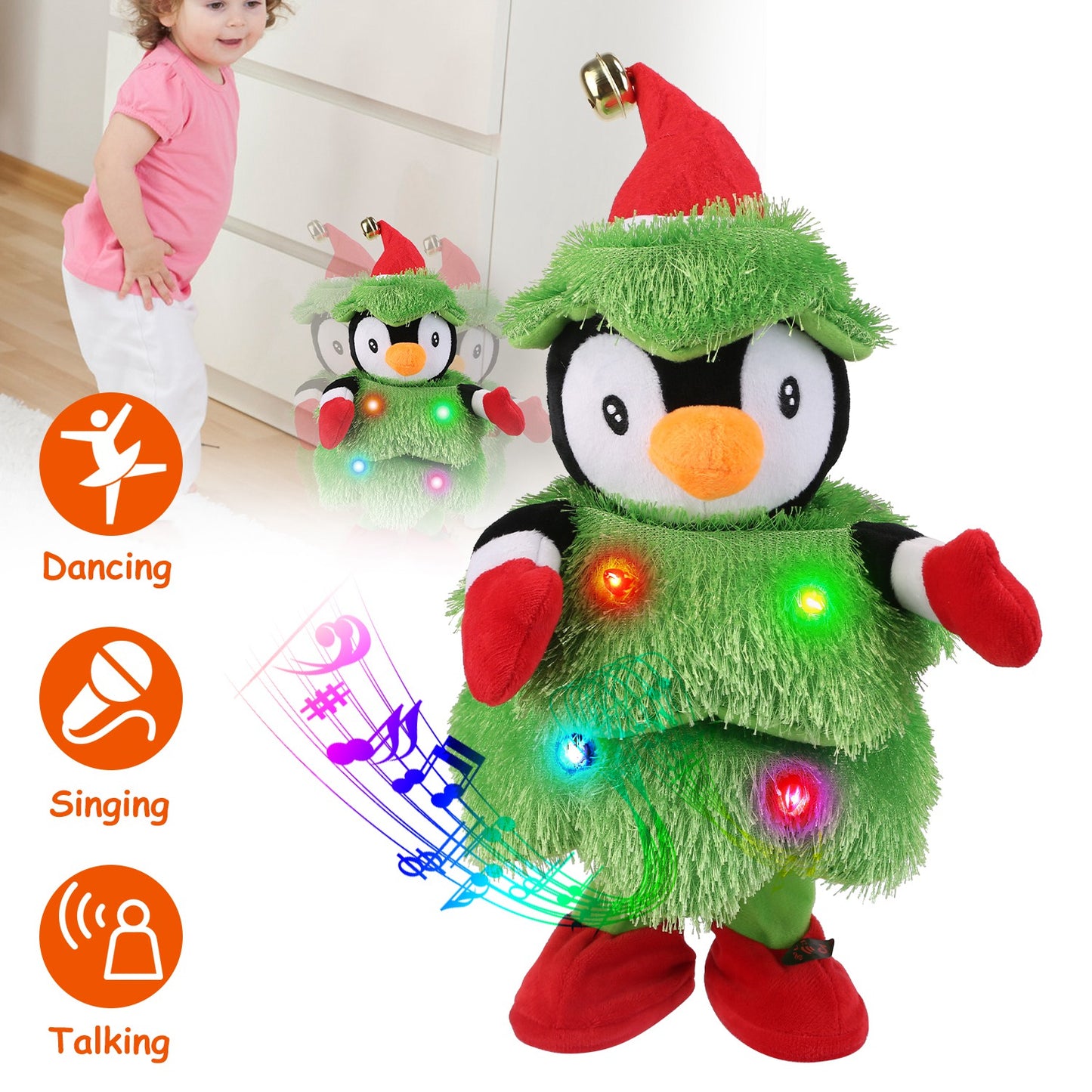 Electric Dancing Singing Plush Toy Twisting Penguin Toy Talking Interactive Mimicking Funny Songs Wiggly Dance Kid Christmas Gift
