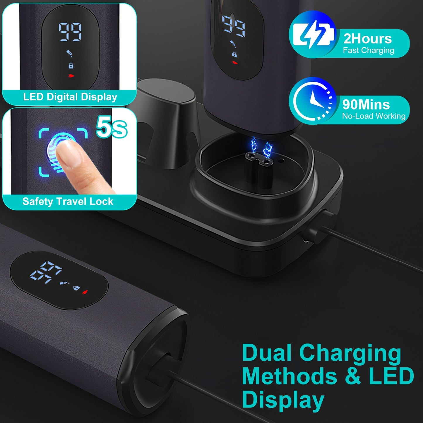 All In One Beard Trimmer for Men With 5 Trimmer Heads IPX5 Waterproof Electric Razor For Face Nose Body Beard Cordless Hair Shaver Clipper Grooming Ki