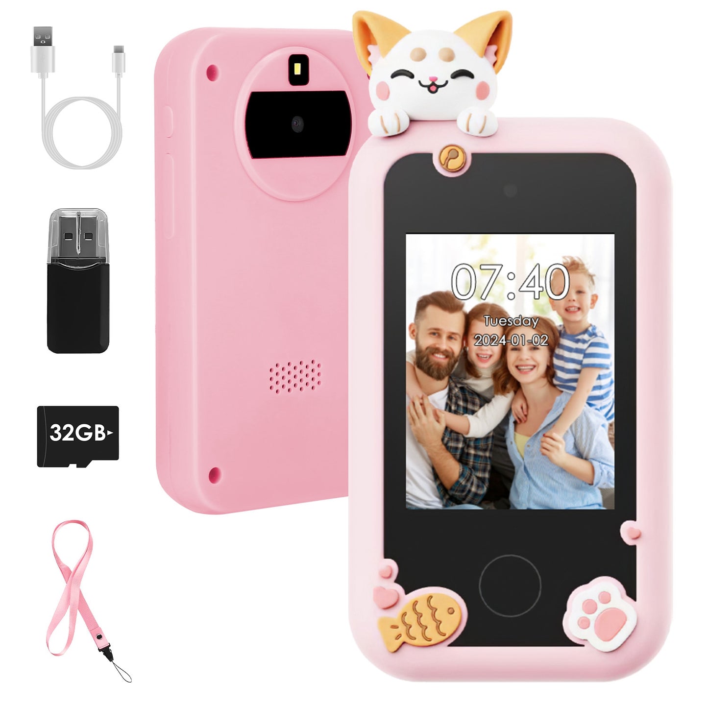 Kids Toy Smartphone Dual Camera Phone Touchscreen Learning Toy with Shockproof Cartoon Case Torch 16 Games ABC Learning for Boys Girls Aged 3+
