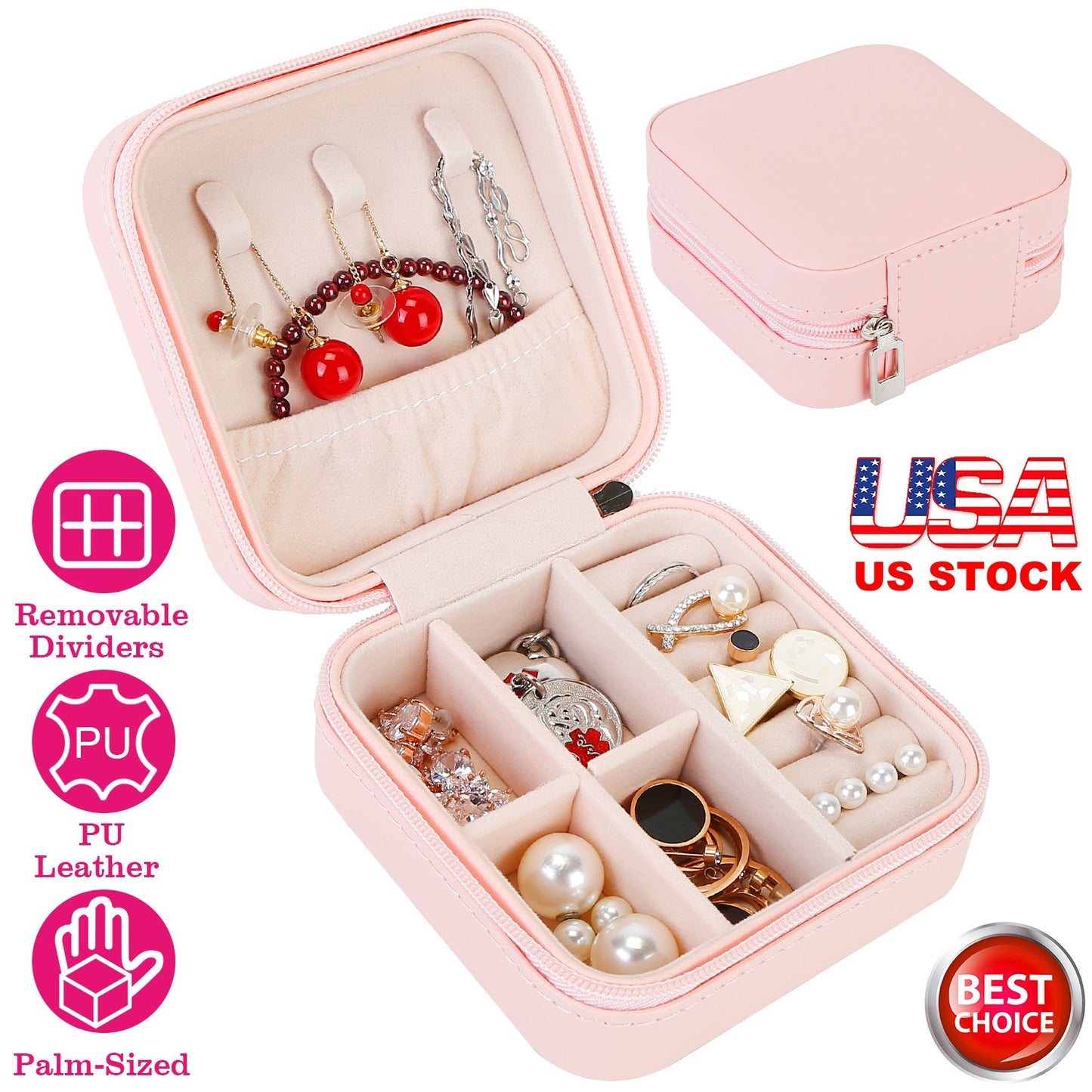 Mini Jewelry Storage Box Portable Ring Earring Necklace Storage Travel Case PU Leather Jewelry Organizer Gift