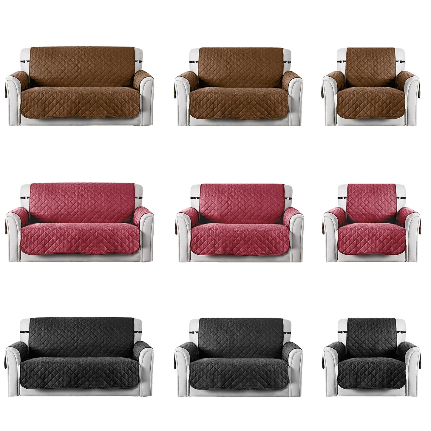 Reversible Sofa Cover Chair Loveseat Couch Microfiber Slipcover Cushion Furniture Protector Shield Water-Resistant w/ Elastic Strap for Kids Pet Dog C