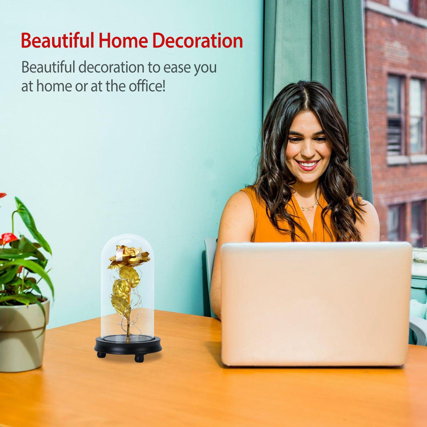 Foil Rose LED String Light Rose Fairy Lamp w/ Glass Dome For ValentinesÕ Day MotherÕs Day Wedding Birthday