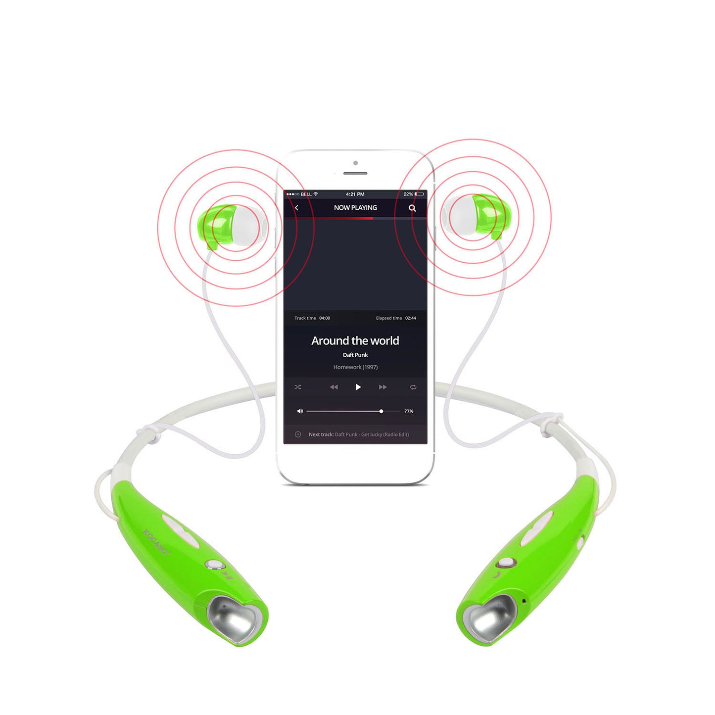 KOCASO Wireless Sports Stereo Hands Free Headset for Phone and Tablet