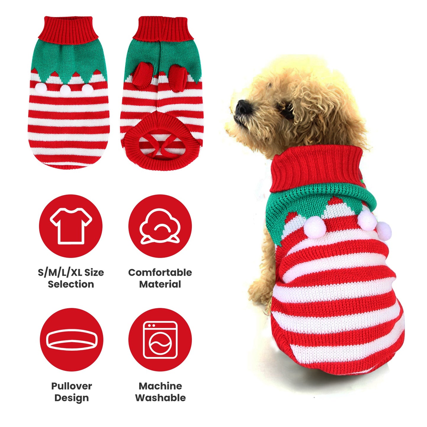Pet Christmas Turtleneck Sweater Dog Cat Christmas Clothes Snowman Stripes Costume Winter Holiday Sweater for Small Medium Kitten Puppy Cats Dogs