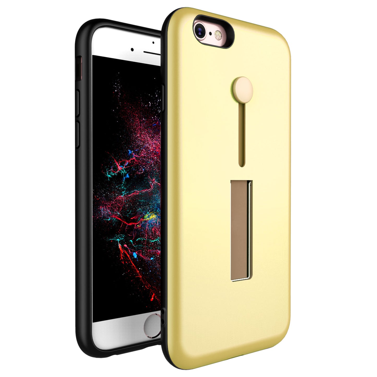 Finger Strap Phone Case for iPhone 8 Drop-prot ection Finger Ring Rugged Phone Case with Kickstand Dual Layer Case