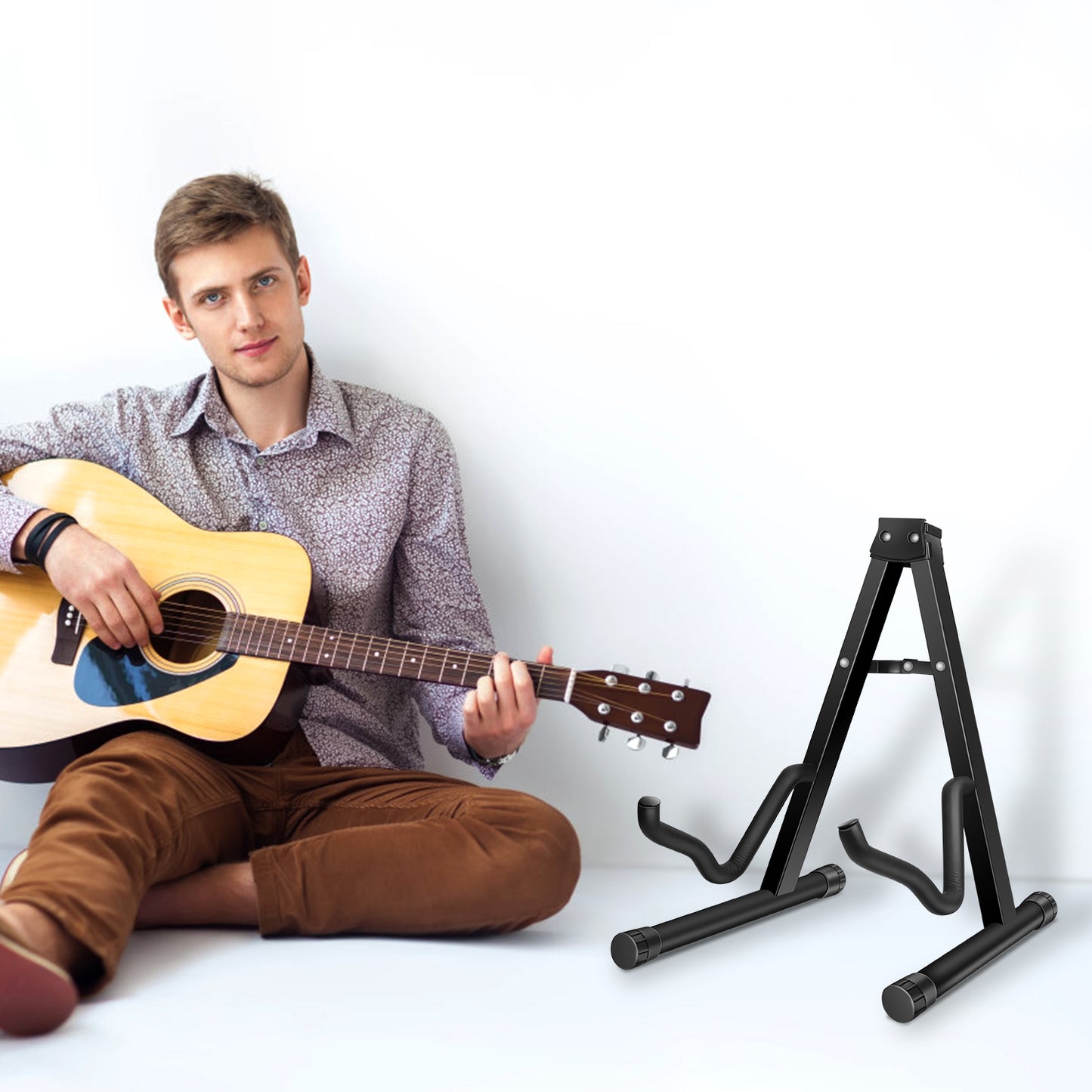 Guitar Stand A Frame Foldable Guitar Holder Portable Mount For Acoustic Electric Classical Guitars Violin Ukulele Bass Banjo