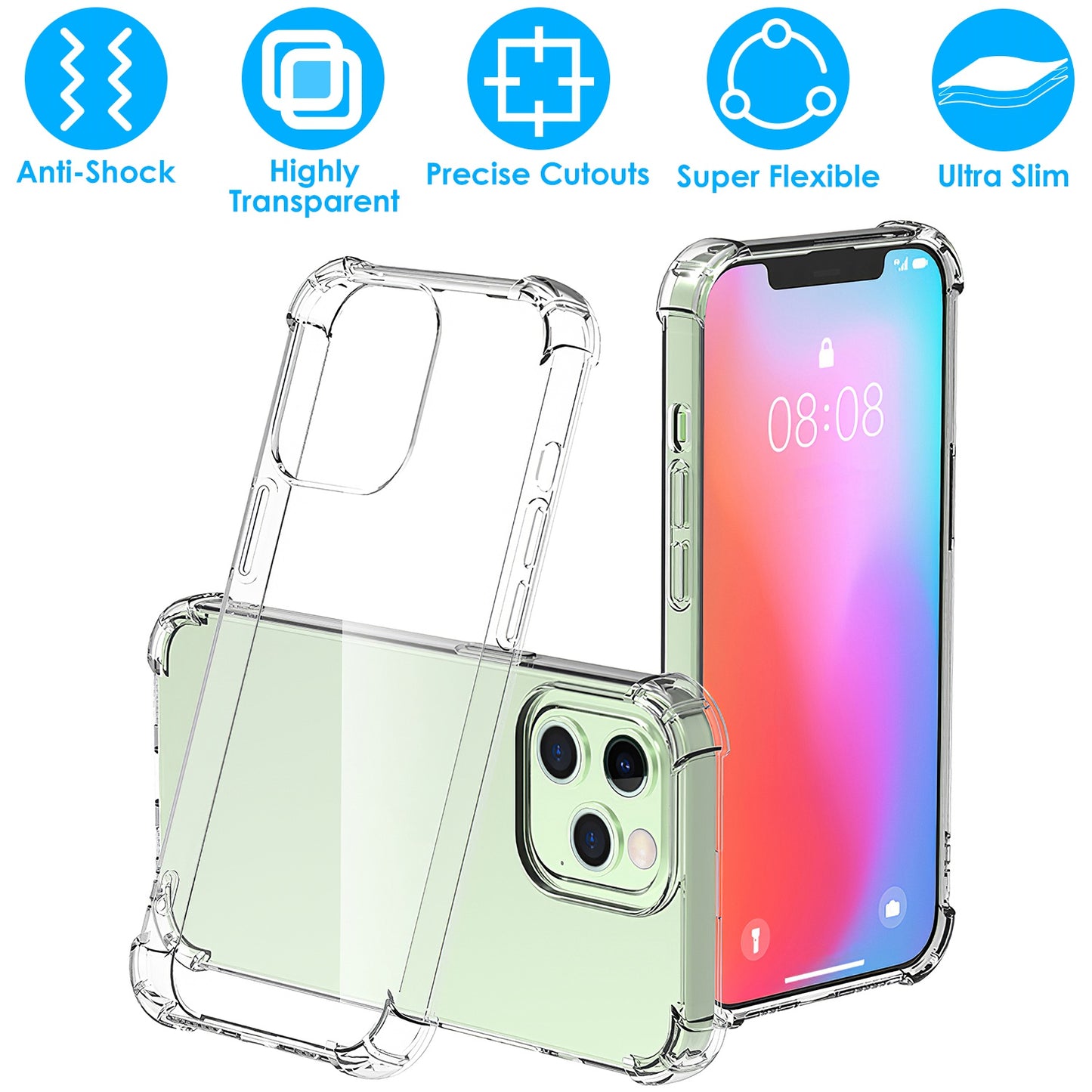 ShockproofÊClear Phone Case Soft TPU Transparent Phone Cover Anti-Shock Ultra-Thin Phone Case Cover Fit for iPhone 14/14Plus/14Pro/14Pro Max/13/13Pro/