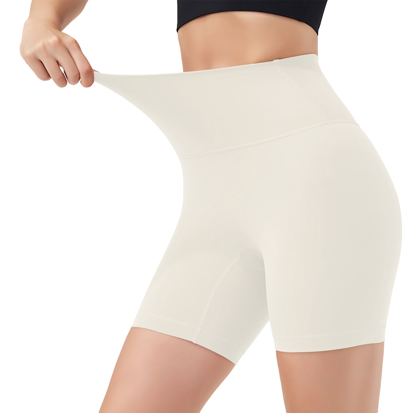 Women\'s High Waist Biker Shorts Tummy Control Pants Athletic Leggings Spandex Booty Shorts with 6.3In Inseam No Front Seam for Workout Yoga Running V